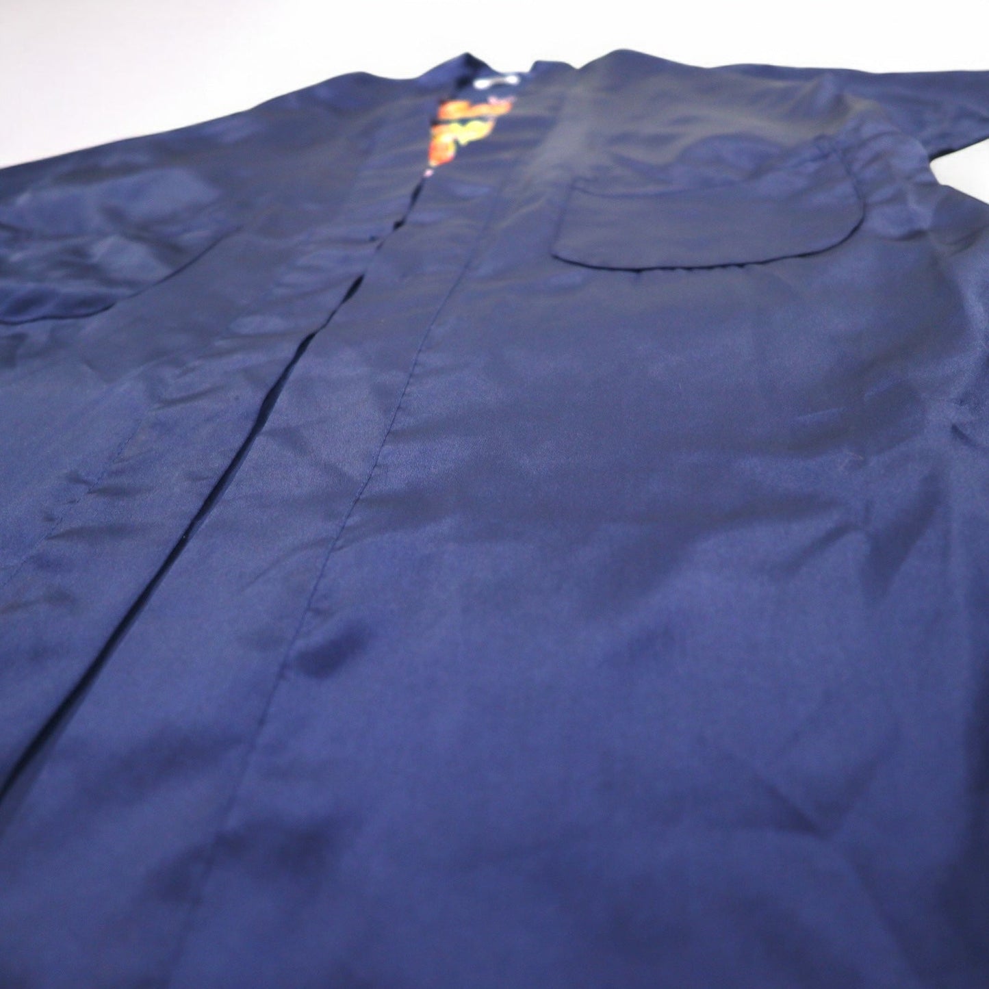 Vintage Souvenir Satin Robe サテン スカガウン スーベニアガウン FREE ネイビー 龍 刺繍