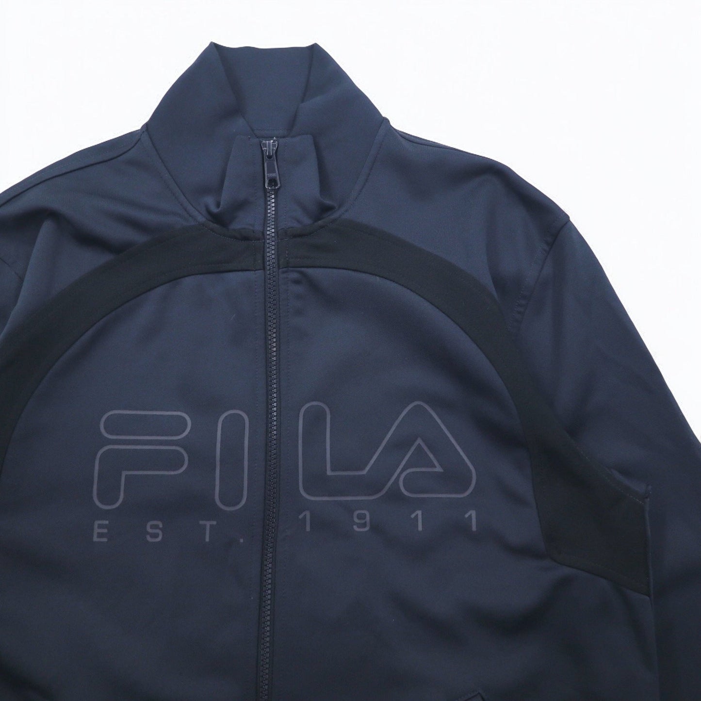F-BOX by FILA ハイネック スタンドカラー トラックジャケット ジャージ M ネイビー ロゴプリント