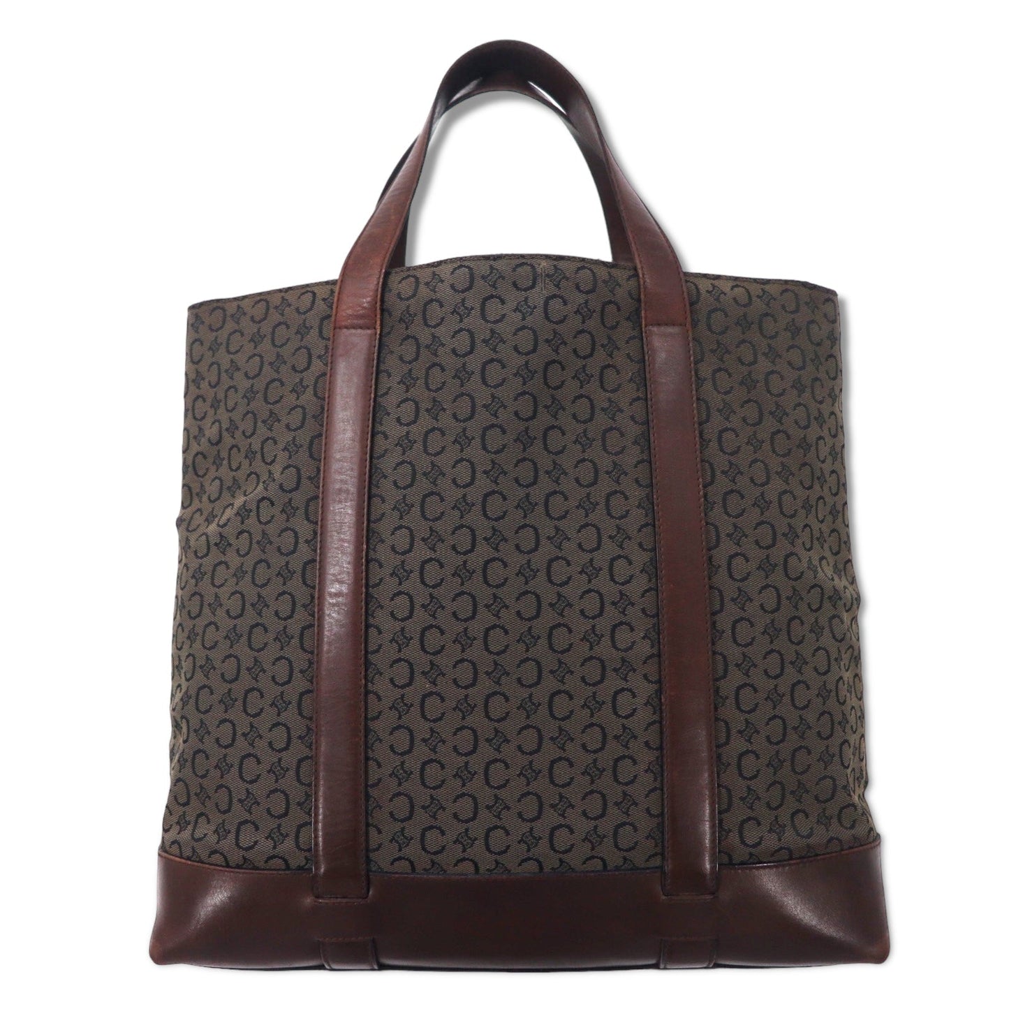 CELINE イタリア製 オールド Cマカダム ミニ トートバッグ ブラウン キャンバス レザー トリオンフ MC99/2