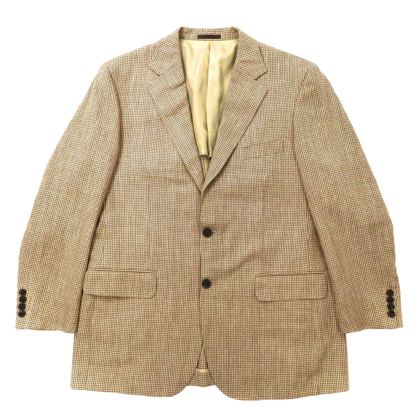 BURBERRY 2Bテーラードジャケット 180 AB7 ベージュ 千鳥格子 ウール シルク混 日本製