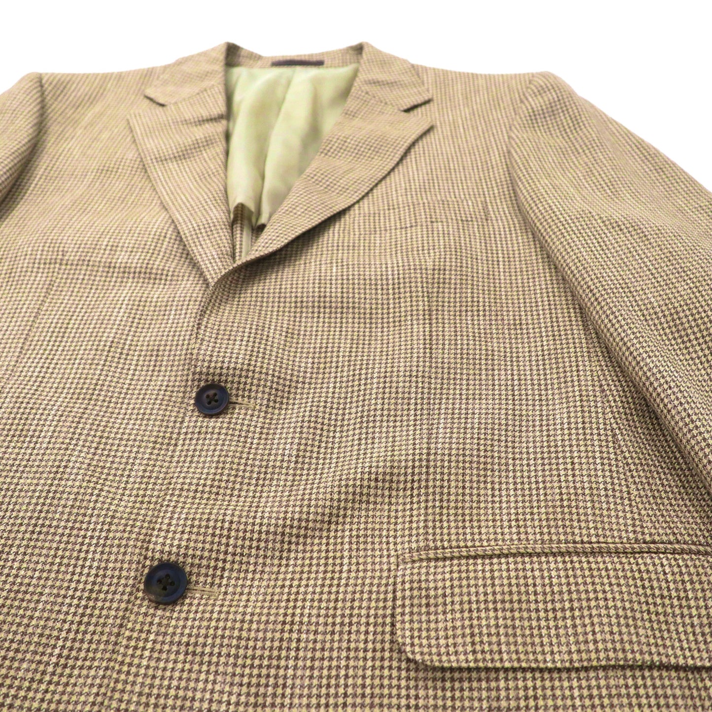 BURBERRY 2Bテーラードジャケット 180 AB7 ベージュ 千鳥格子 ウール シルク混 日本製