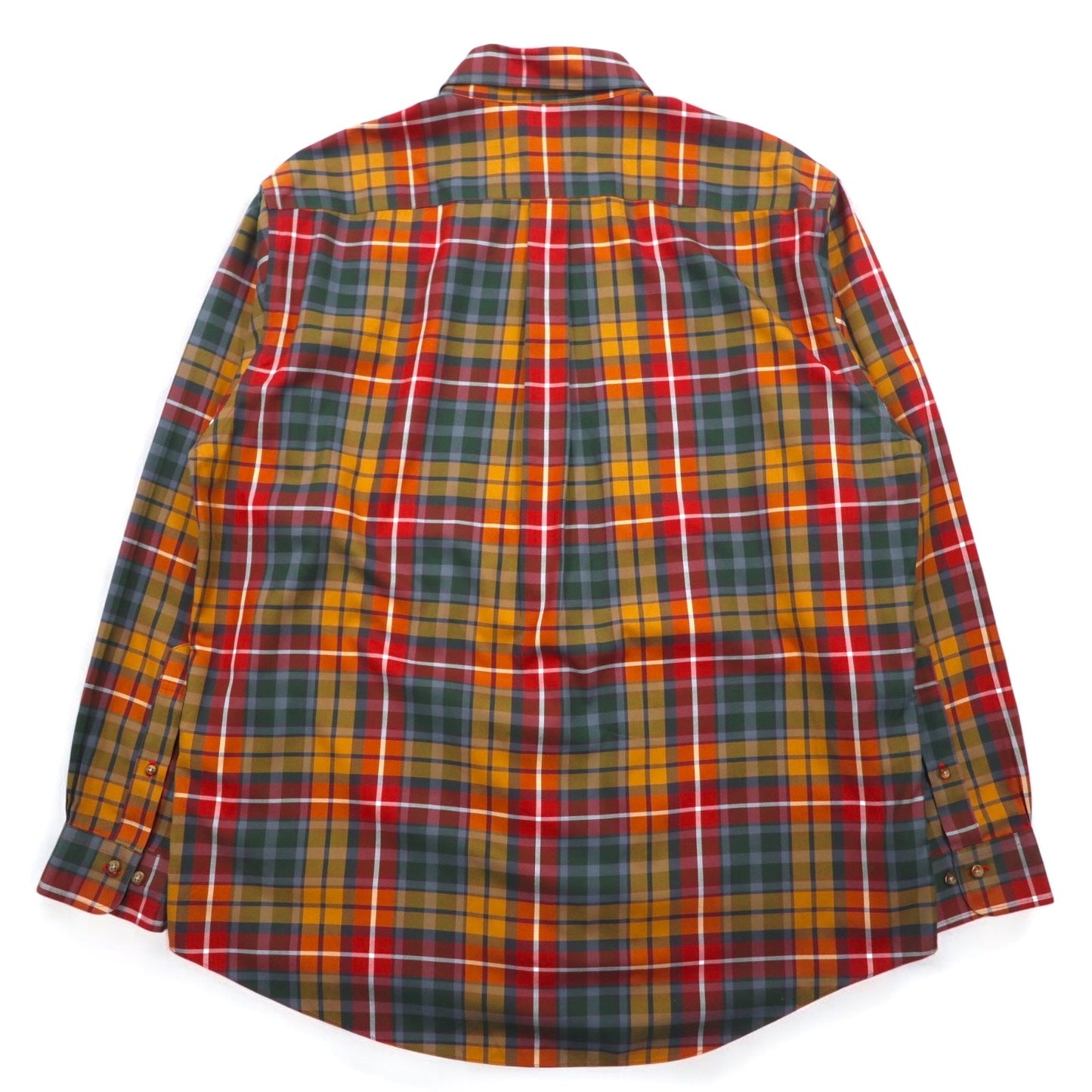 Brooks Brothers 346 ビッグサイズ ボタンダウンシャツ L マルチカラー チェック オレンジ イエロー グリーン