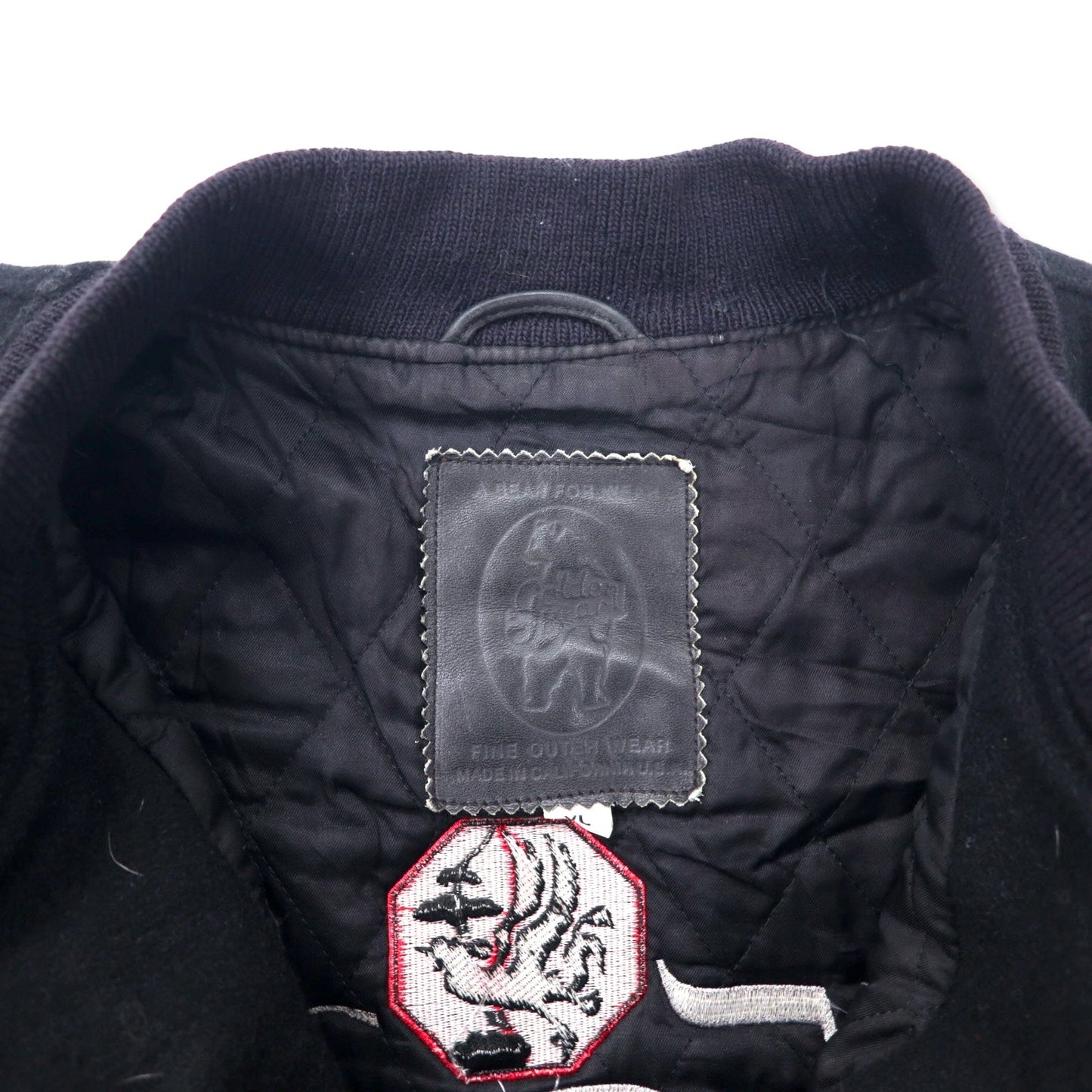 Golden Bear USA製 袖レザー スタジャン XL ブラック ウール The 5th AVENUE バック刺繍