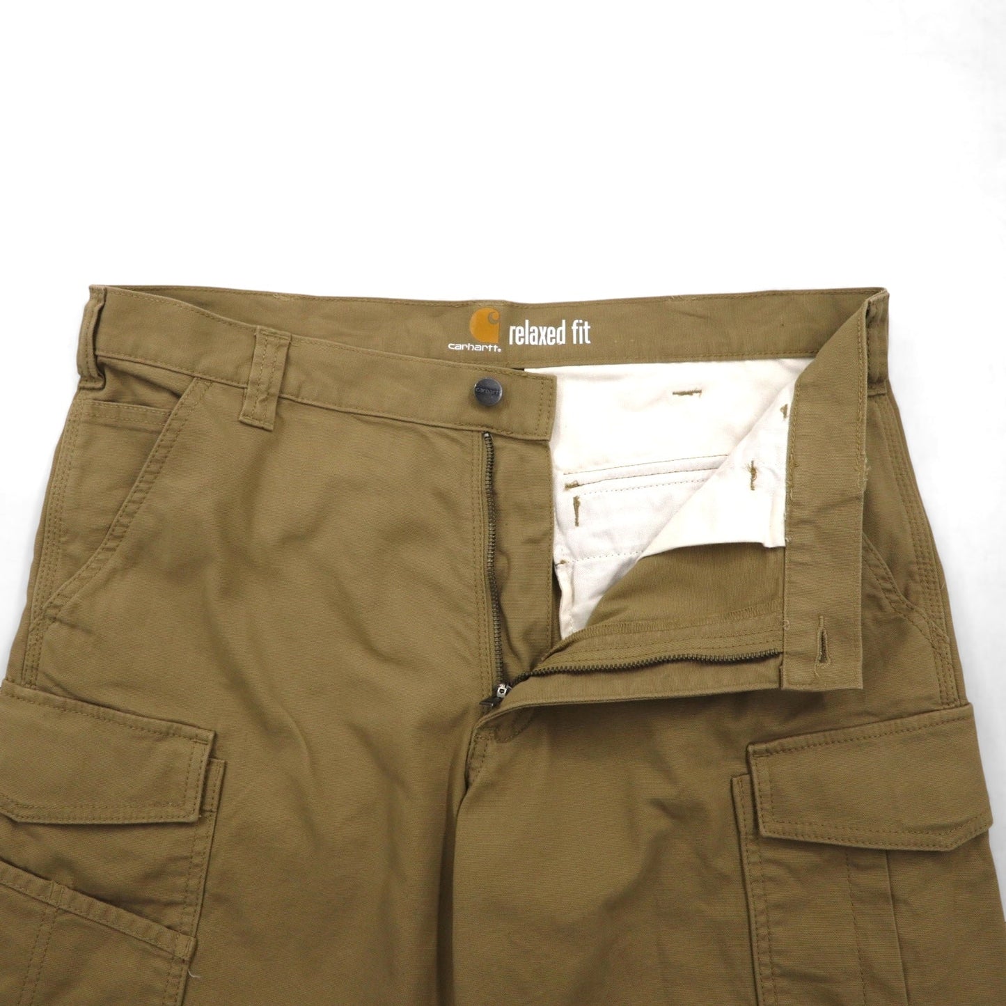 Carhartt リラックスフィット ダック地 ショート カーゴパンツ RUGGED FLEX ハーフパンツ L ベージュ 103542