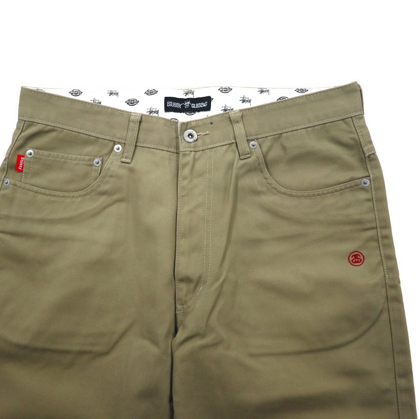 Stussy × Dickies シャネルロゴ 刺繍 チノパンツ M ベージュ ワンポイント UXST05M