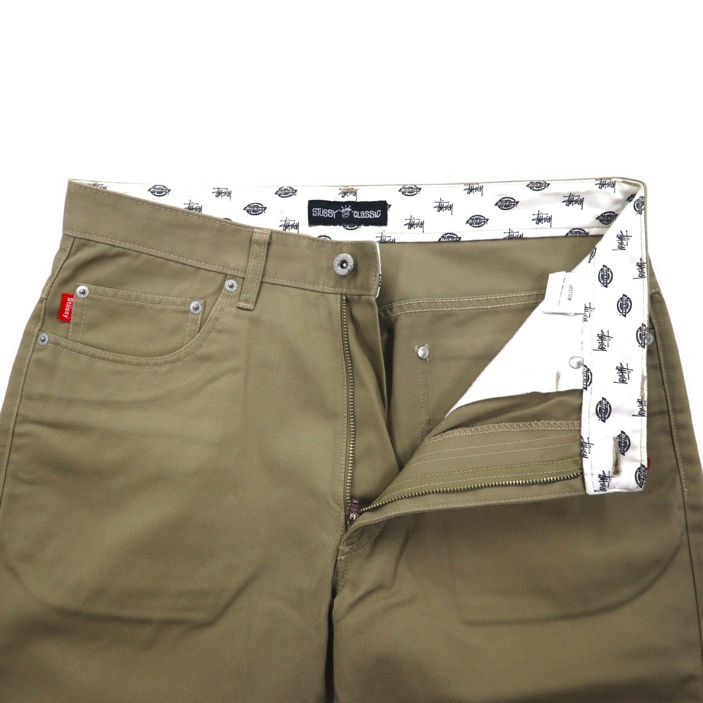 Stussy × Dickies シャネルロゴ 刺繍 チノパンツ M ベージュ ワンポイント UXST05M