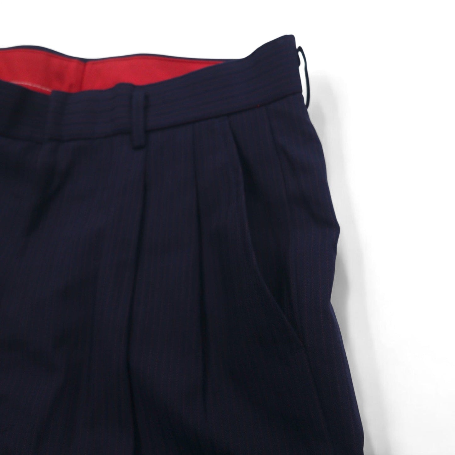 Vintage 70s Japan Made Trousers ELISIAN 70年代 タック スラックスパンツ S ネイビー ストライプ YZIP 未使用品