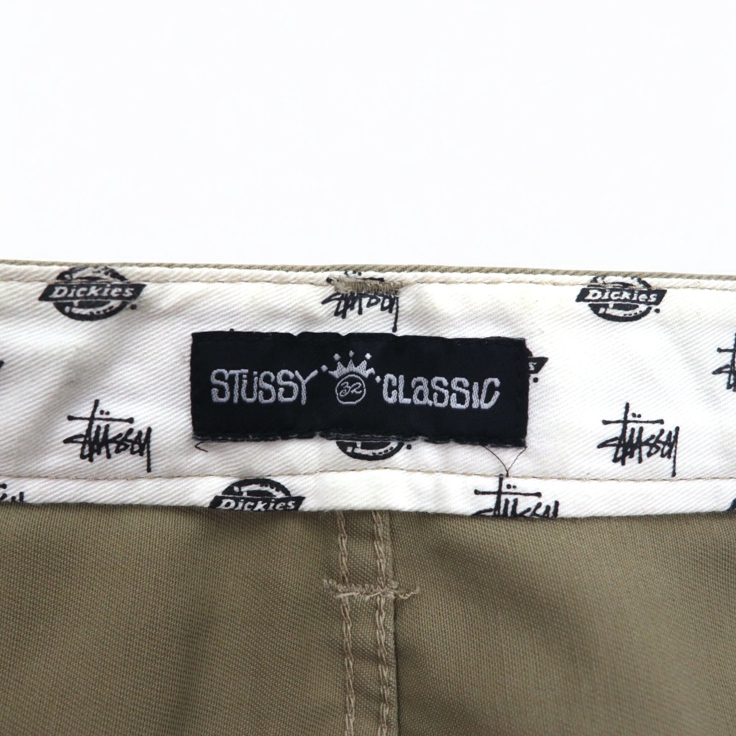 Stussy × Dickies シャネルロゴ 刺繍 チノパンツ M ベージュ ワンポイント UXST05M