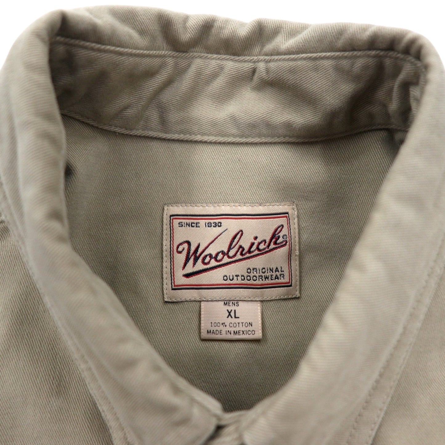 Woolrich ハンティングシャツ ボタンダウンシャツ XL ベージュ コットン 切り替えデザイン 刺繍 MACATAWA BAY