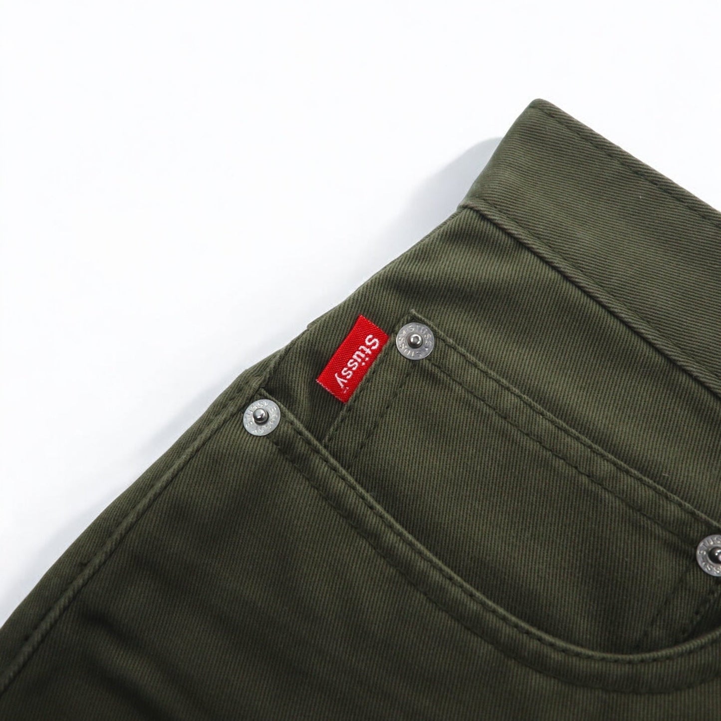 Stussy × Dickies シャネルロゴ 刺繍 チノパンツ M カーキ ワンポイント UXST05M