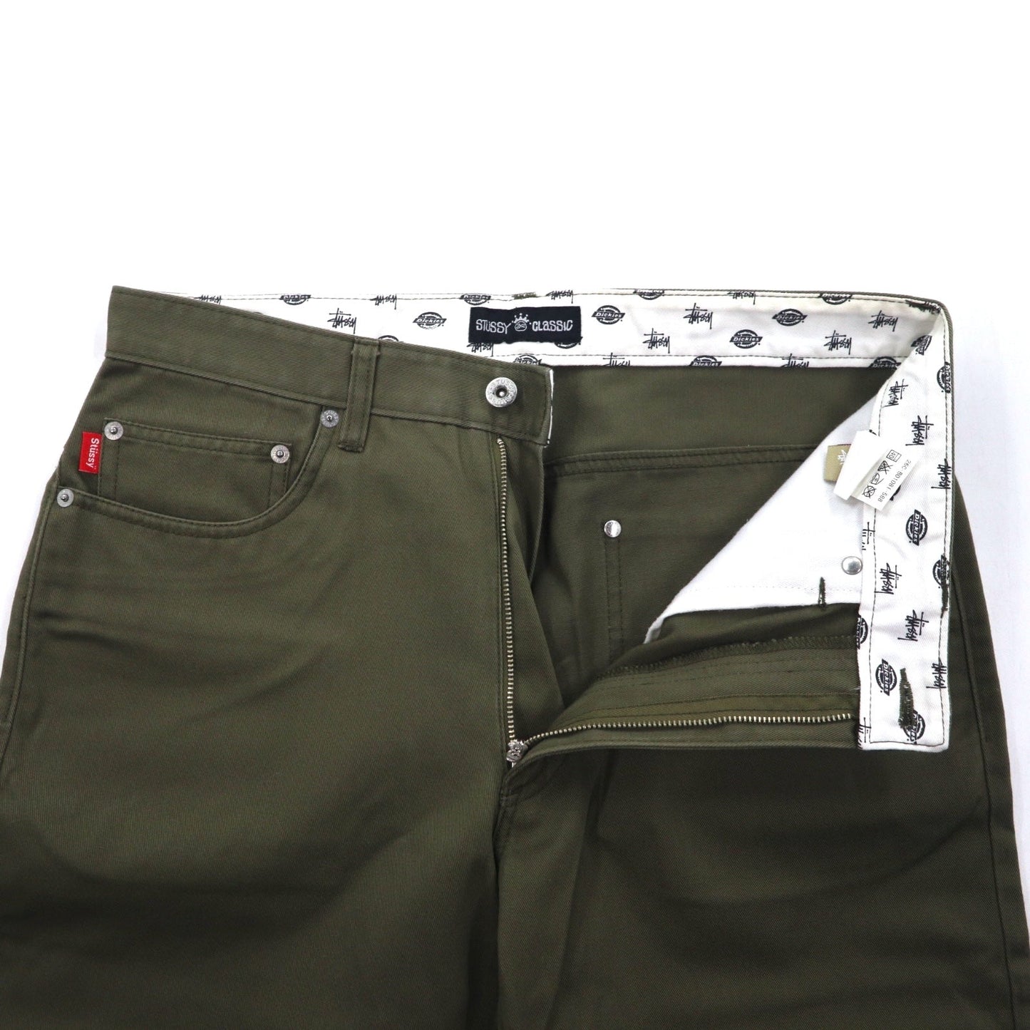 Stussy × Dickies シャネルロゴ 刺繍 チノパンツ M カーキ ワンポイント UXST05M