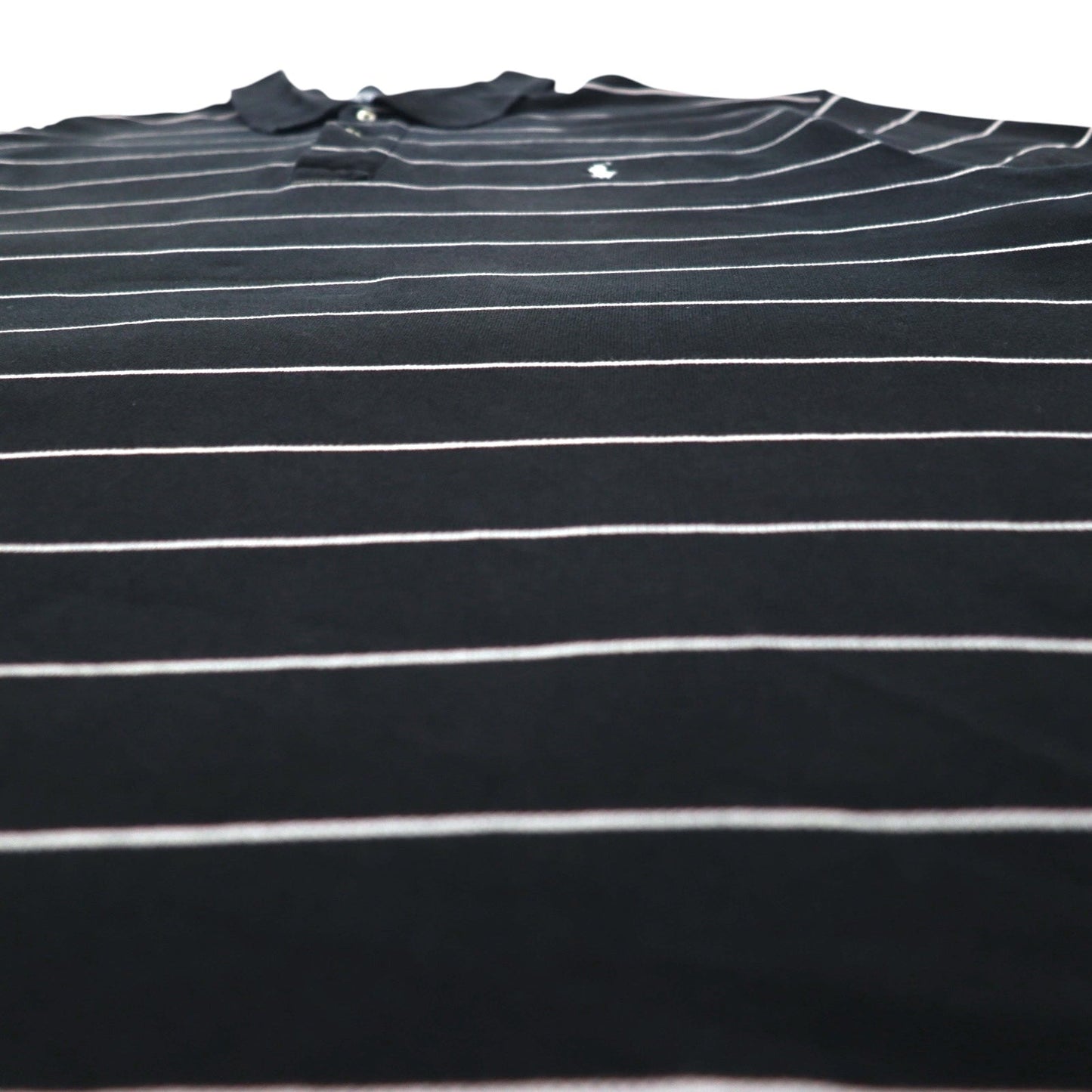 Polo by Ralph Lauren 90年代 ボーダー ポロシャツ 2XL BIG ビッグサイズ ブラック 鹿の子 スモールポニー刺繍