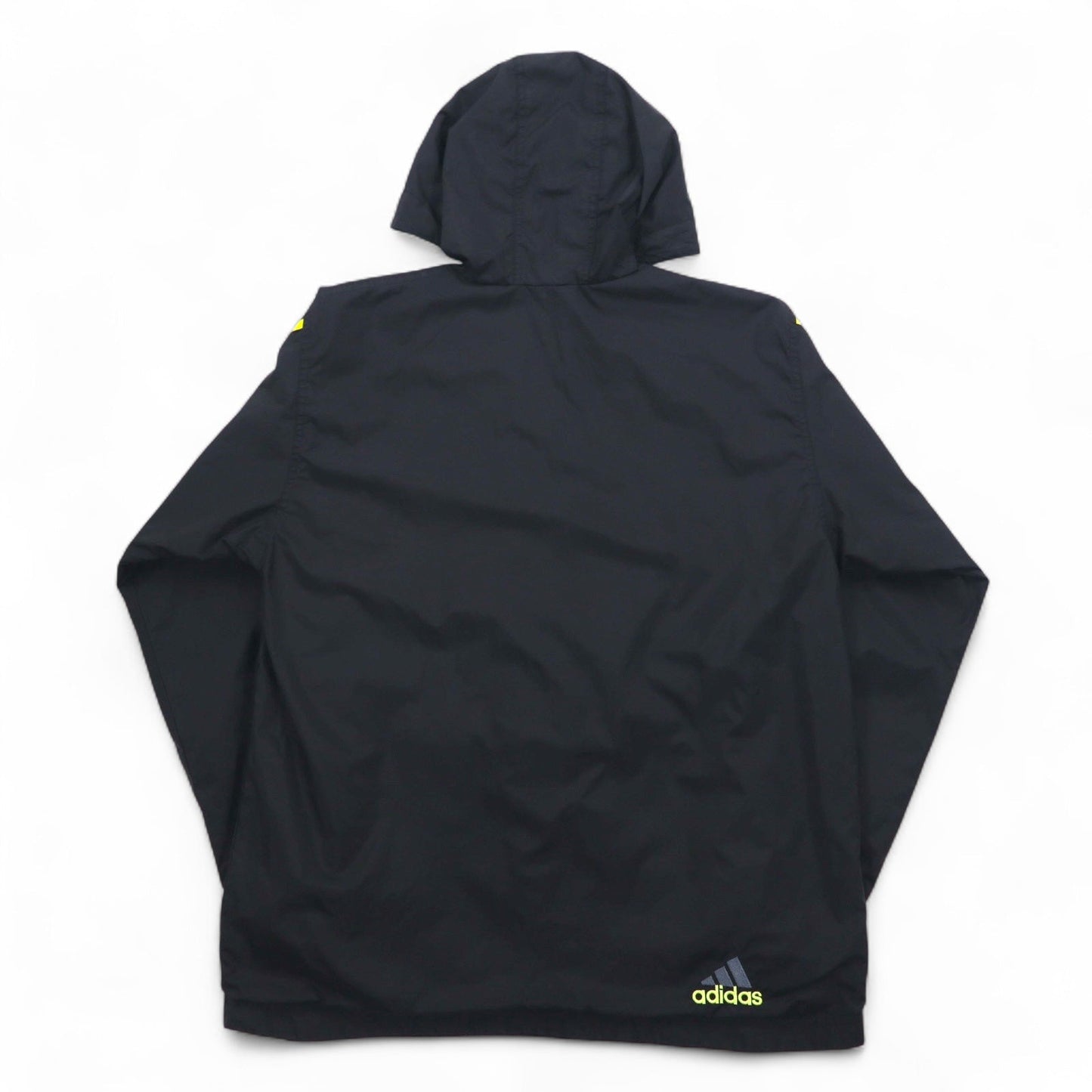 adidas 90年代 万国旗タグ ハーフジップ アノラックパーカー XL ブラック ナイロン メッシュライナー 3ストライプ