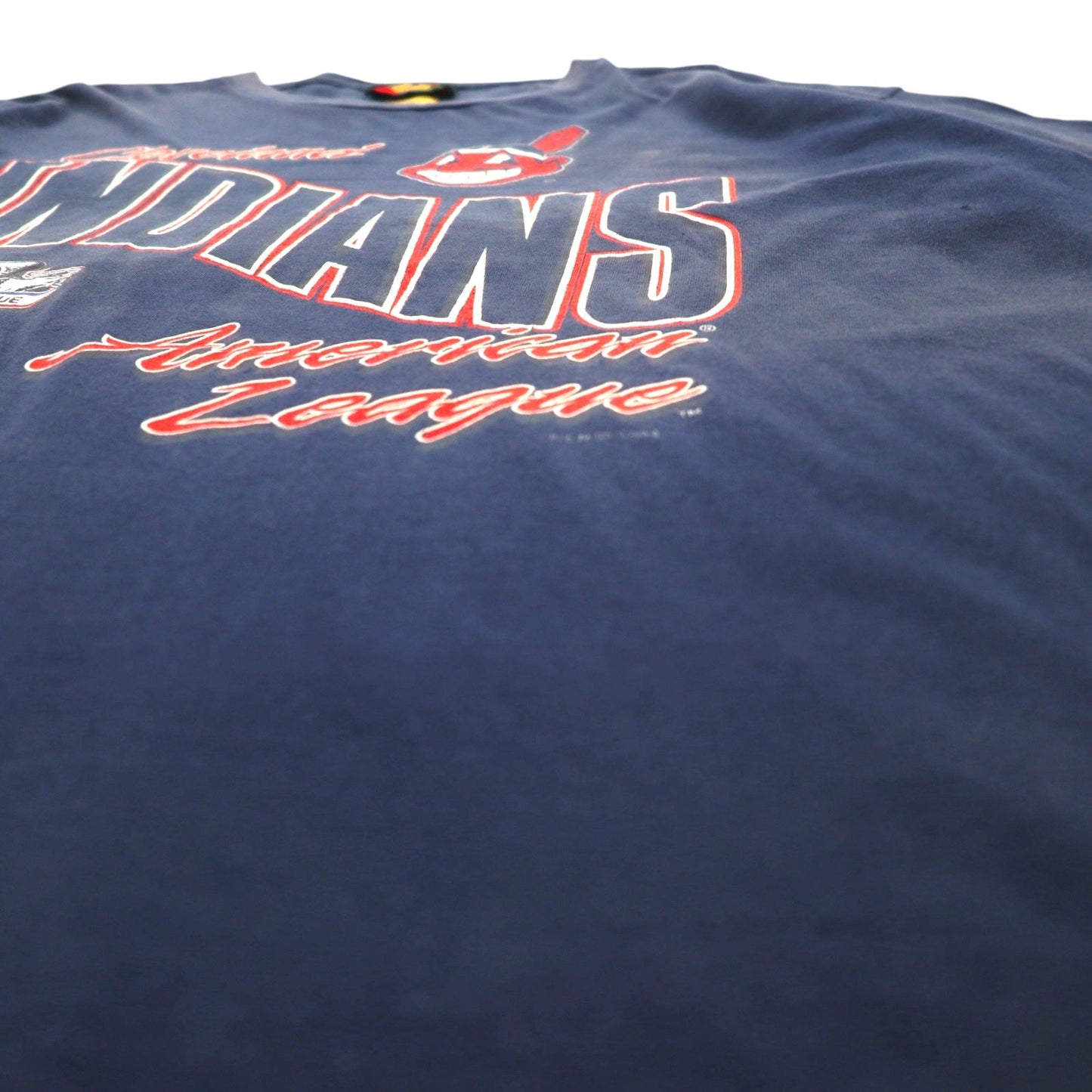 JOSTENS SPORTSWEAR 90年代 USA製 MLB INDIANS プリント Tシャツ XL ネイビー シングルステッチ