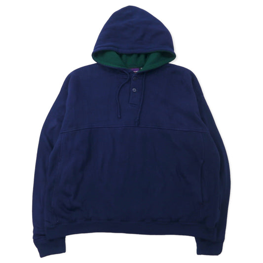 GRAND BANKS PERFORMANCE BIG SIZE 90年代 ダブルフェイス ハーフボタン プルオーバーパーカー 2XL ネイビー コットン ヘビーウェイト