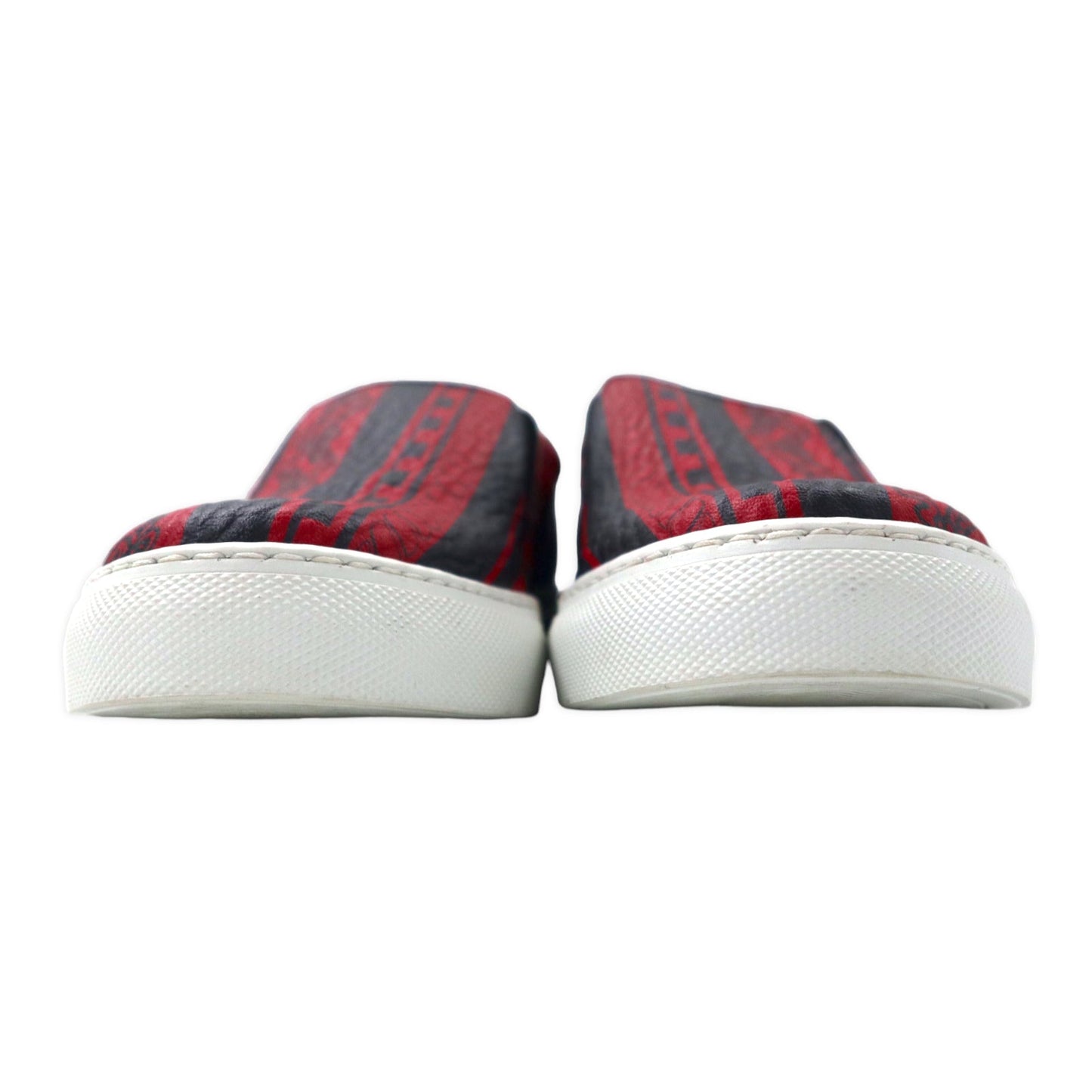 MCM スリッポン レザースニーカー 23cm レッド ロゴ総柄 ヴィセトス柄 イタリア製