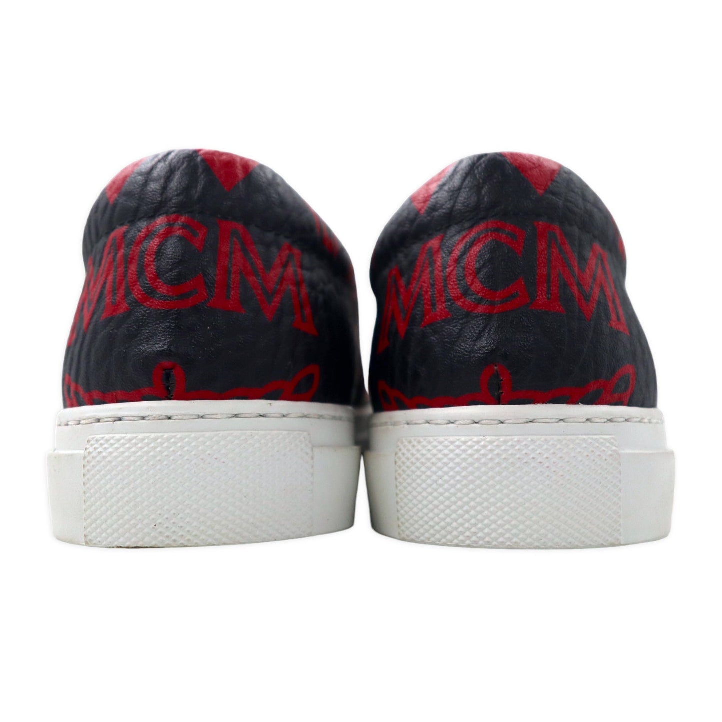 MCM スリッポン レザースニーカー 23cm レッド ロゴ総柄 ヴィセトス柄 イタリア製