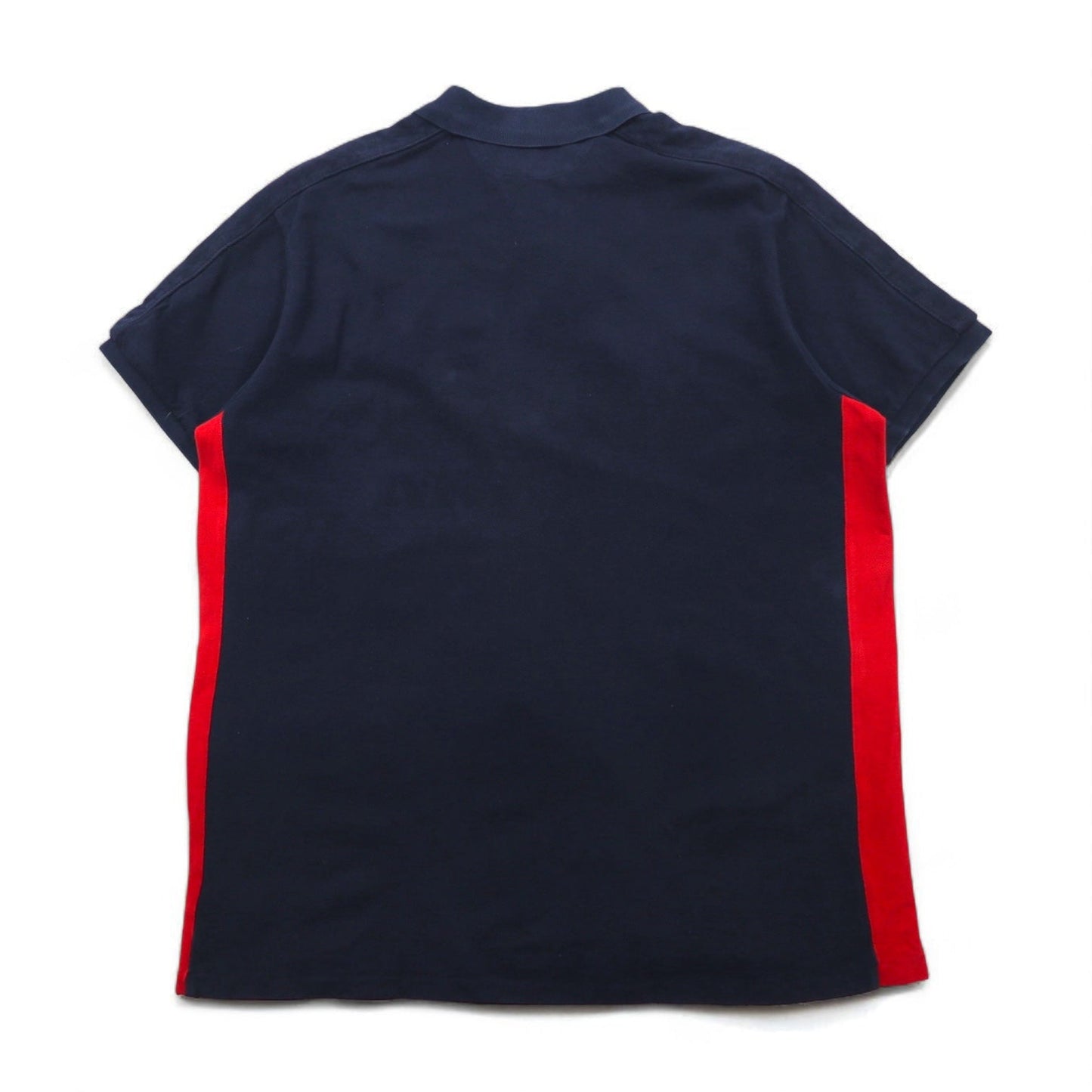 POLO RALPH LAUREN ポロシャツ XL ネイビー レッド コットン 鹿の子 ハーフジップ スナップボタン スモールポニー刺繍