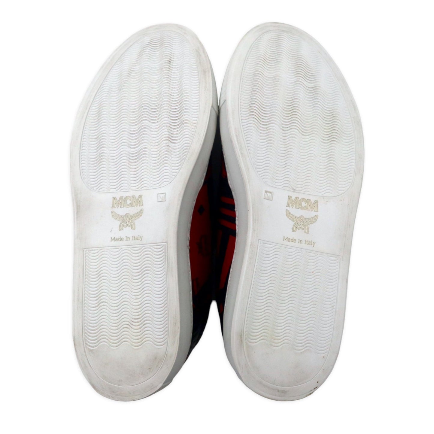 MCM スリッポン レザースニーカー 23cm レッド ロゴ総柄 ヴィセトス柄 イタリア製