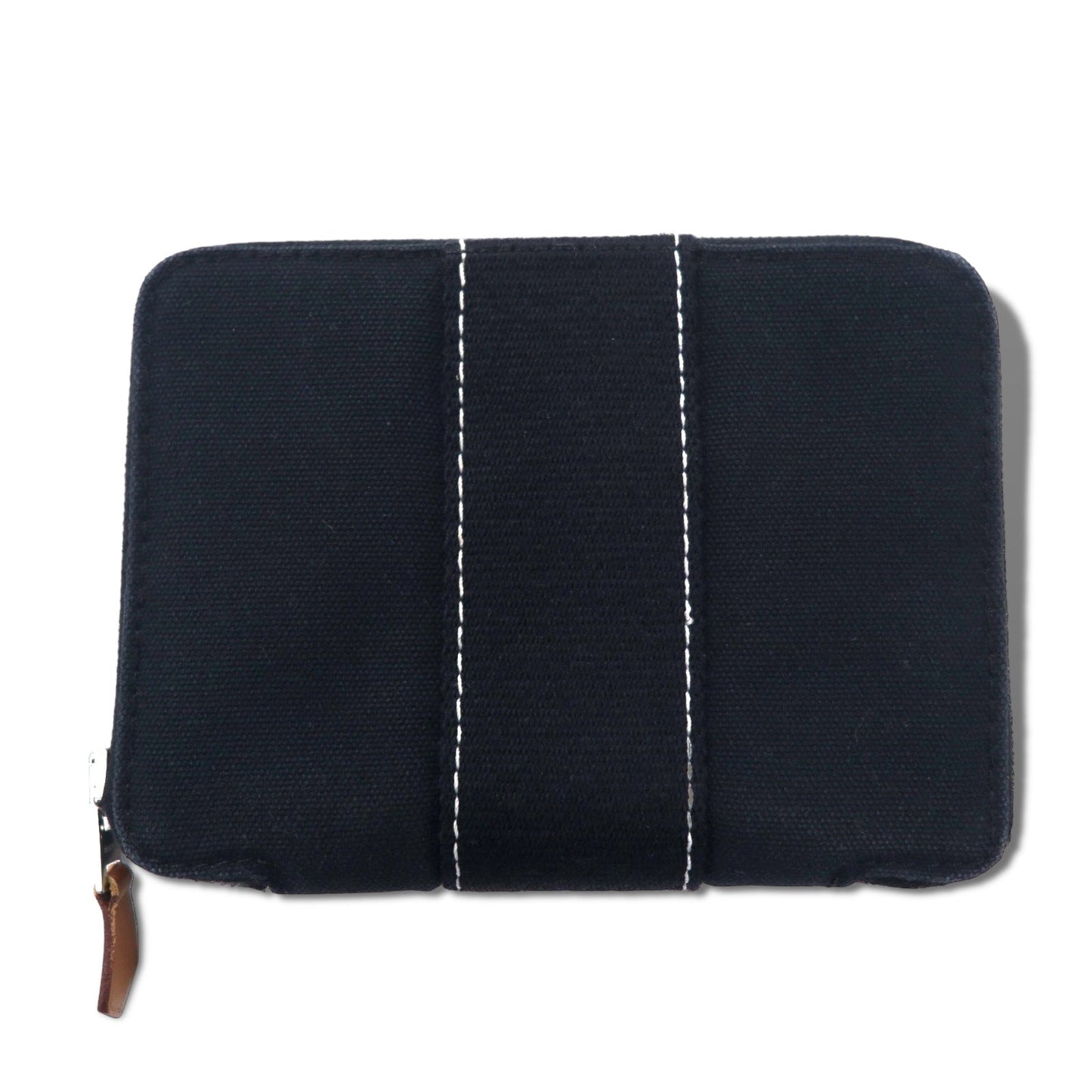 HERMES フランス製 フールトゥ パースPM 2つ折り財布 ミニ ブラック キャンバス ラウンドファスナー ririジップ