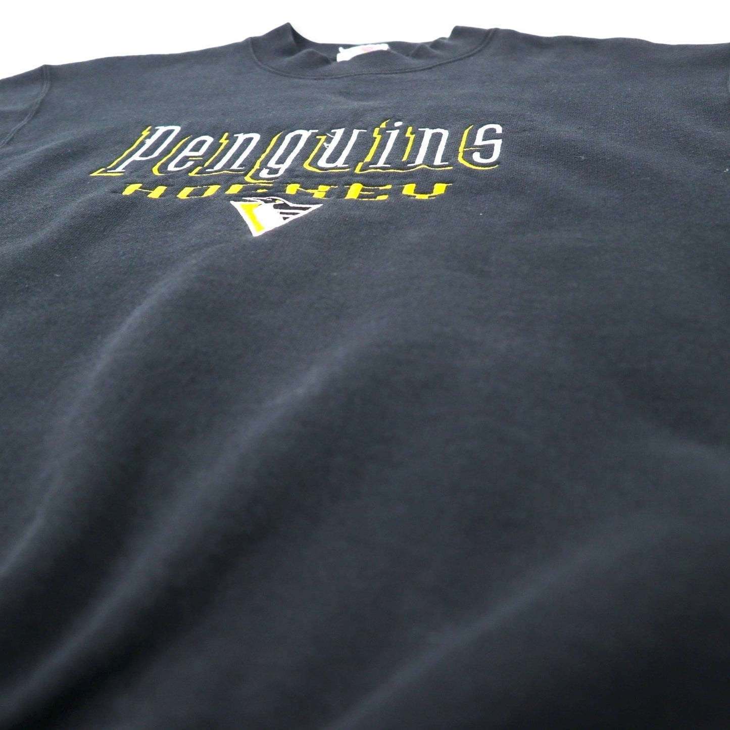 FRUIT OF THE LOOM USA製 90年代 NHL 刺繍 スウェット M ブラック コットン Penguins HOCKEY