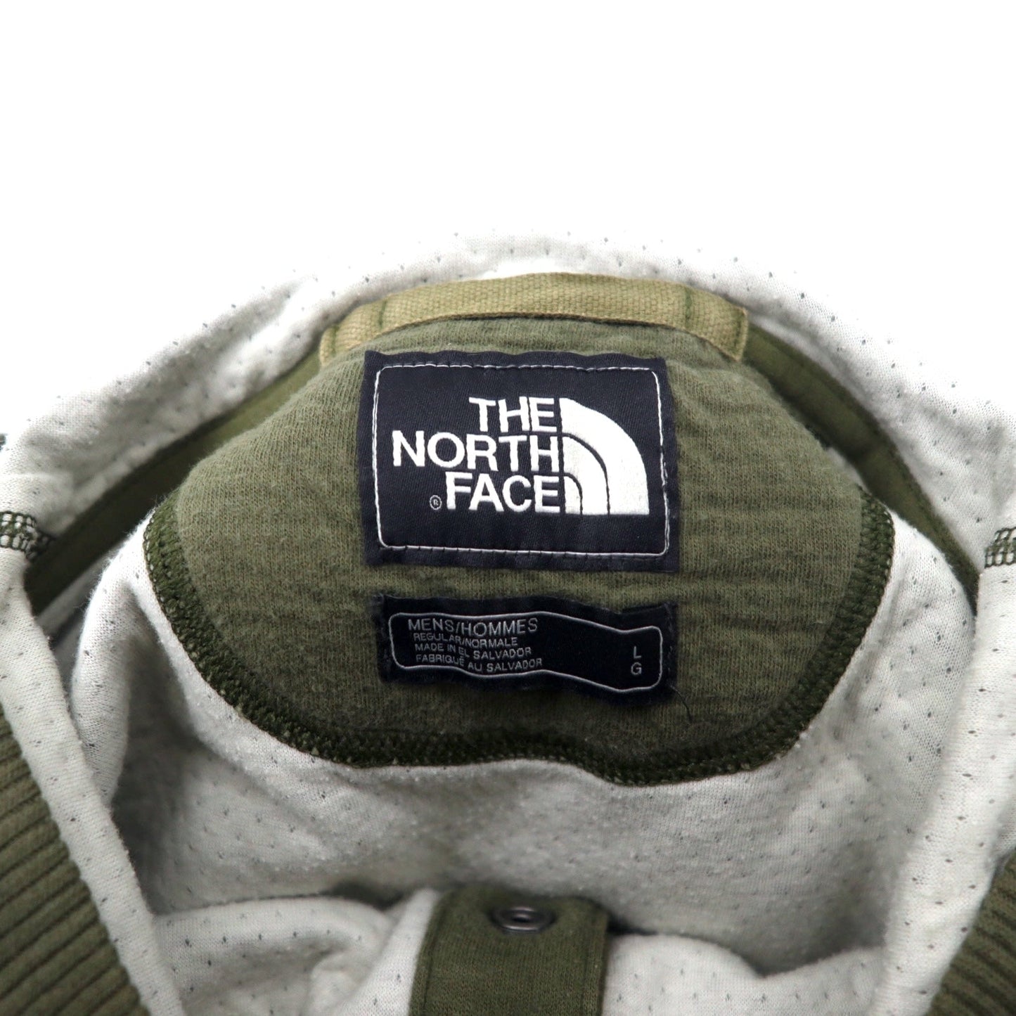 THE NORTH FACE カモフラ切り替え ハーフスナップパーカー L カーキ コットン US規格 エルサルバドル製