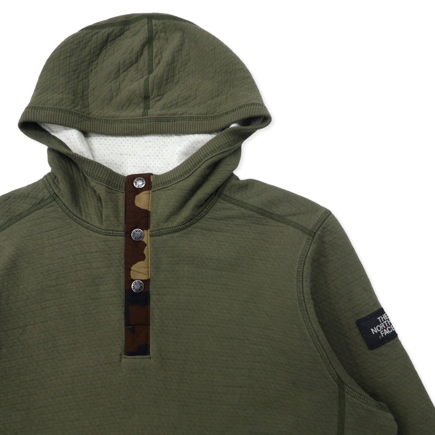 THE NORTH FACE カモフラ切り替え ハーフスナップパーカー L カーキ コットン US規格 エルサルバドル製