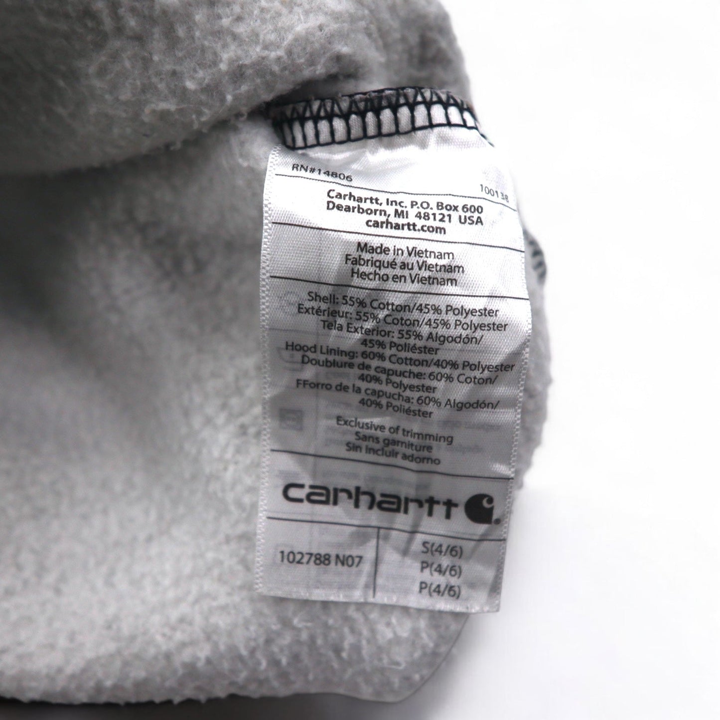 Carhartt フルジップパーカー S グレー RELAXED FIT リラックスフィット MIDWEIGHT 102788