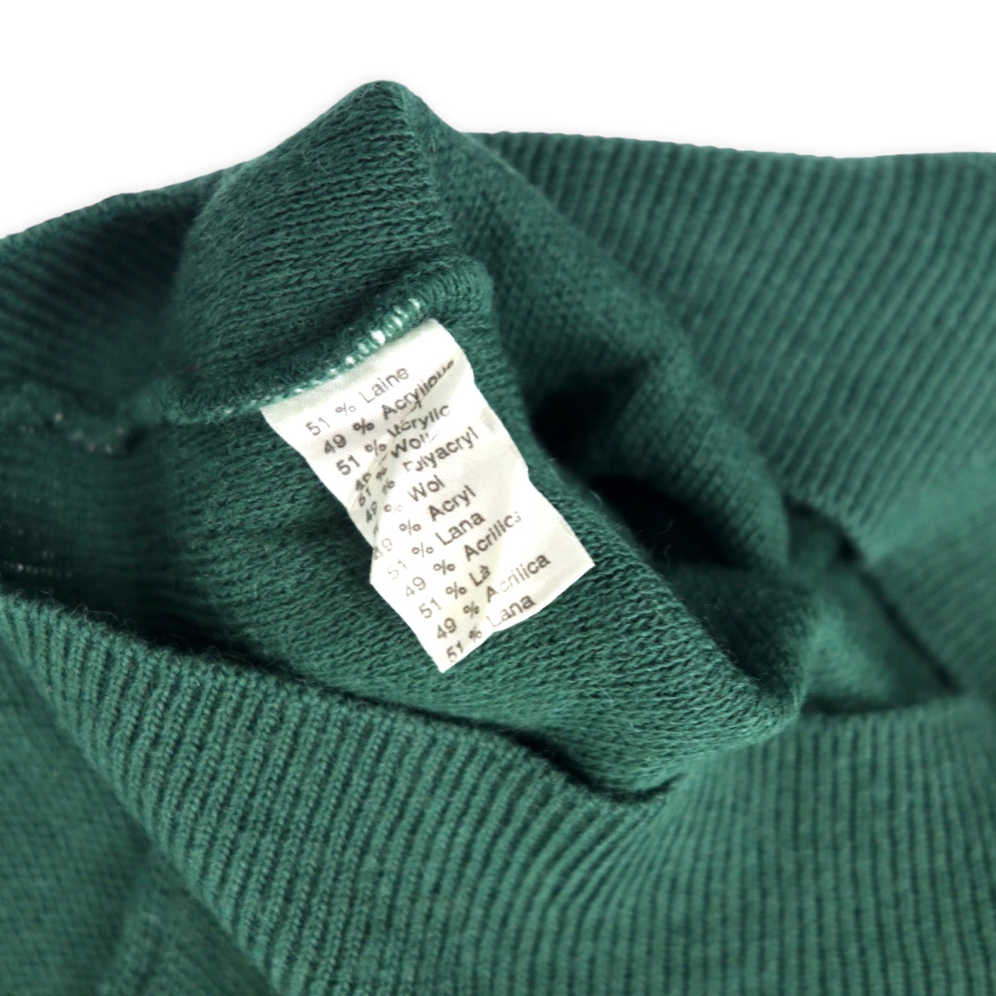CHEMISE LACOSTE フランス製 80年代 フレンチラコステ Vネック アクリルニット セーター 4 グリーン ウール ワンポイントロゴ ビッグサイズ