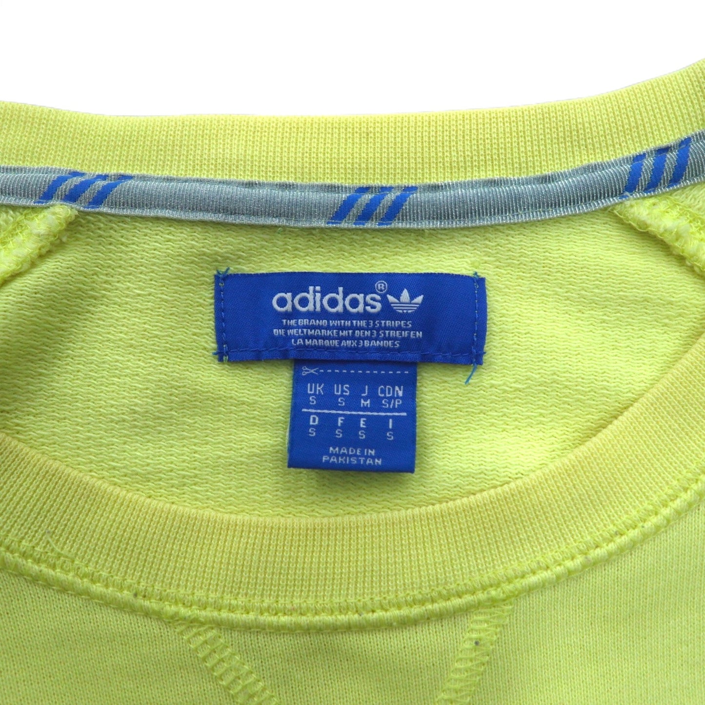 adidas originals クルーネック スウェット M イエロー コットン 前V BLUZA F78084