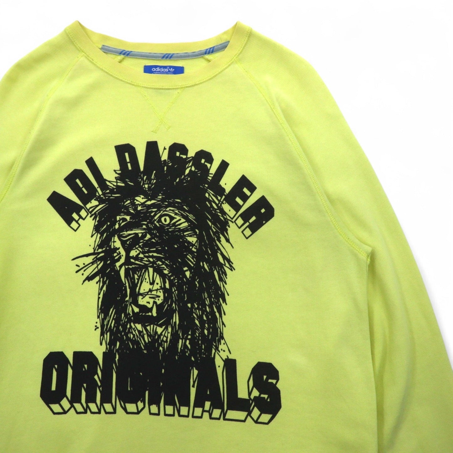 adidas originals クルーネック スウェット M イエロー コットン 前V BLUZA F78084