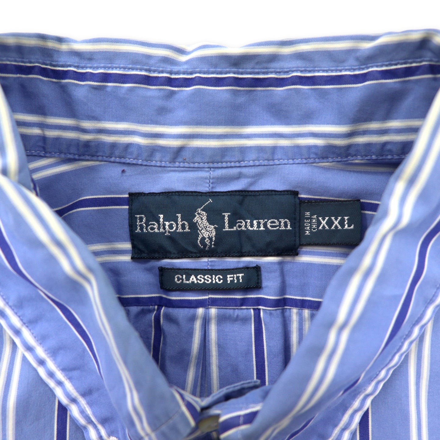 Ralph Lauren ボタンダウンシャツ XXL ブルー ストライプ コットン CLASSIC FIT スモールポニー刺繍 ビッグサイズ