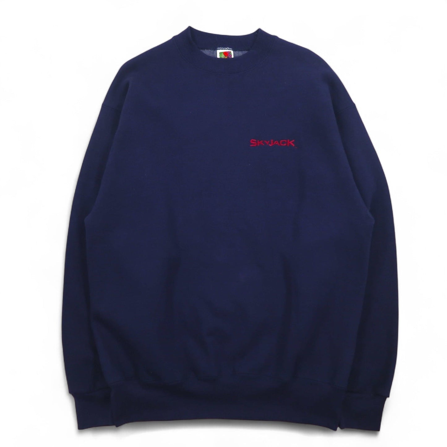 FRUIT OF THE LOOM 90年代 USA製 SUPER COTTON スウェット L ネイビー 裏起毛 SKYJACK ワンポイント刺繍