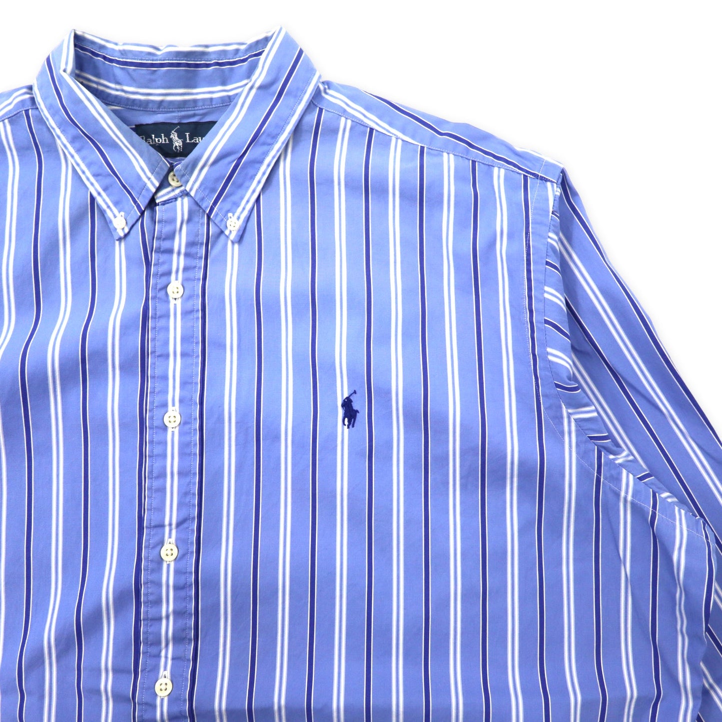 Ralph Lauren ボタンダウンシャツ XXL ブルー ストライプ コットン CLASSIC FIT スモールポニー刺繍 ビッグサイズ