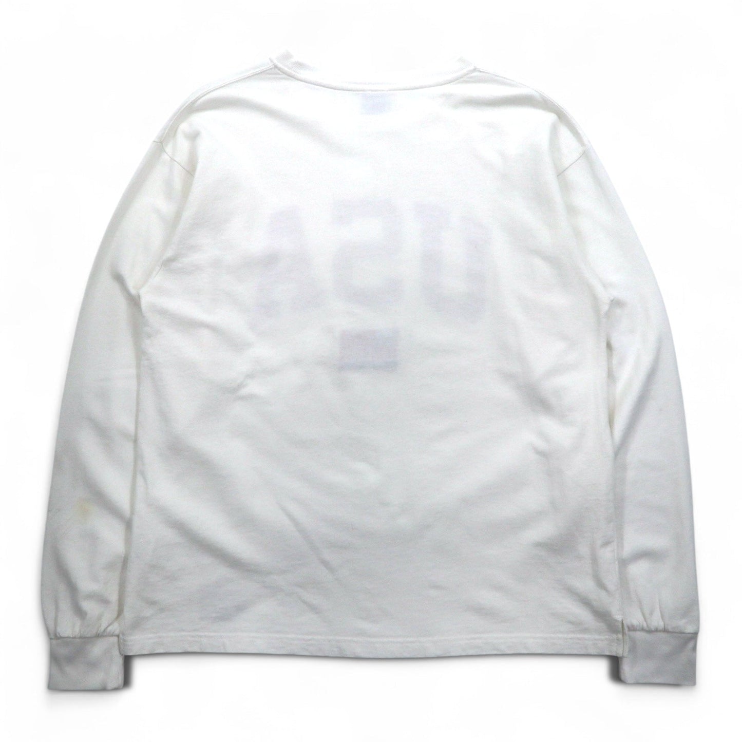 RUSSELL ATHLETIC ロングスリーブ Tシャツ ロンT L ホワイト USAプリント 星条旗 刺繍