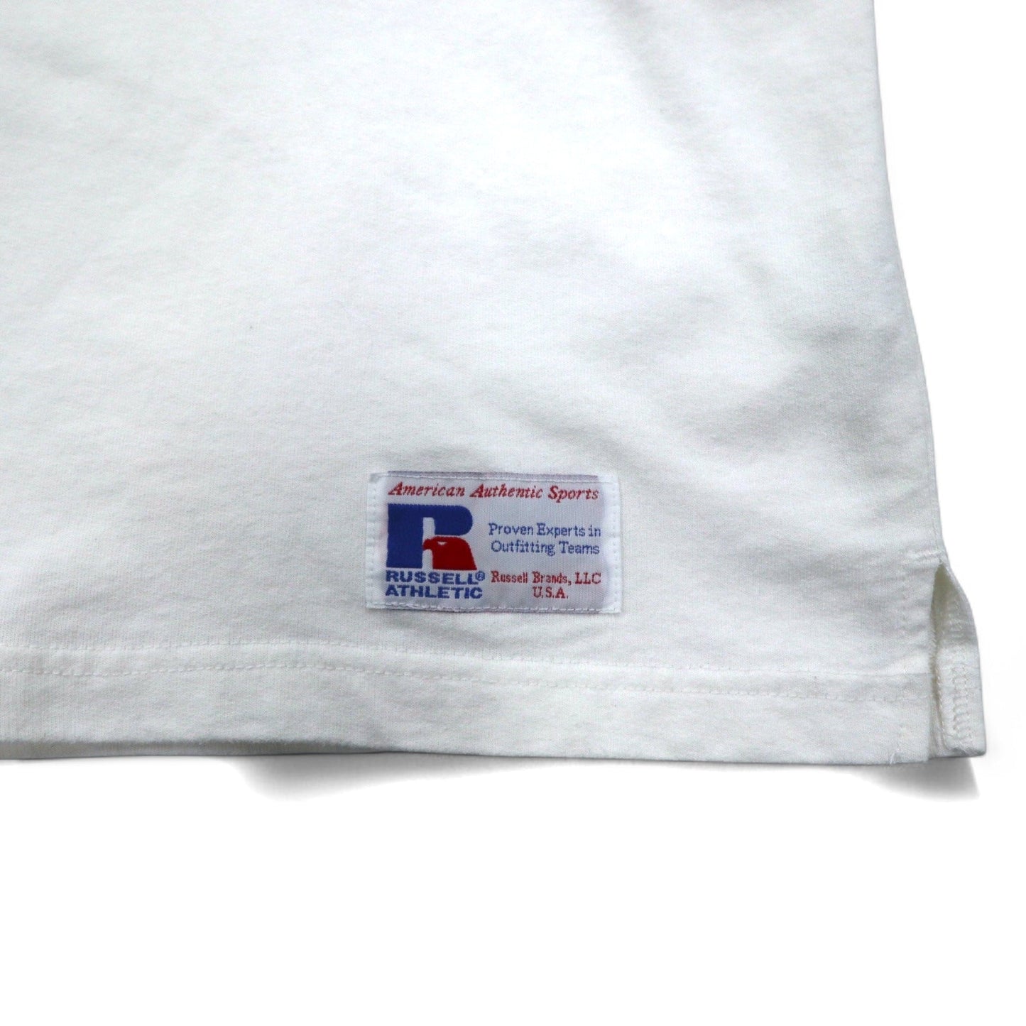 RUSSELL ATHLETIC ロングスリーブ Tシャツ ロンT L ホワイト USAプリント 星条旗 刺繍