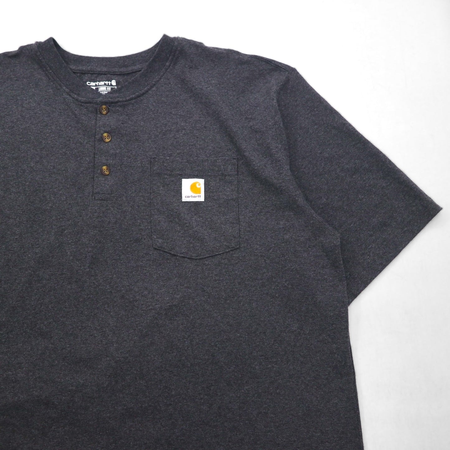 carhartt ルーズフィット LOOSE FIT ヘンリーネック ポケット Tシャツ XL グレー コットン