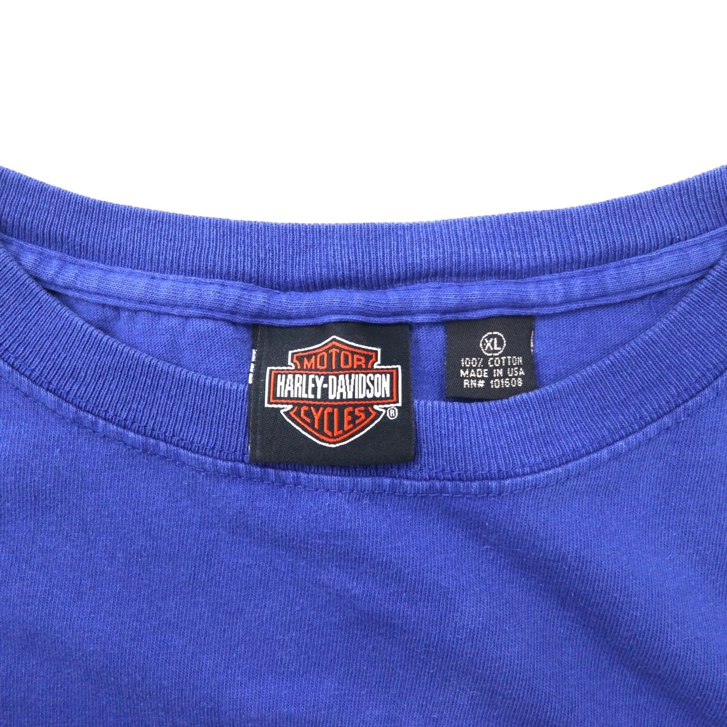 HARLEY DAVIDSON USA製 ロゴ刺繍 Tシャツ XL ブルー コットン 星条旗