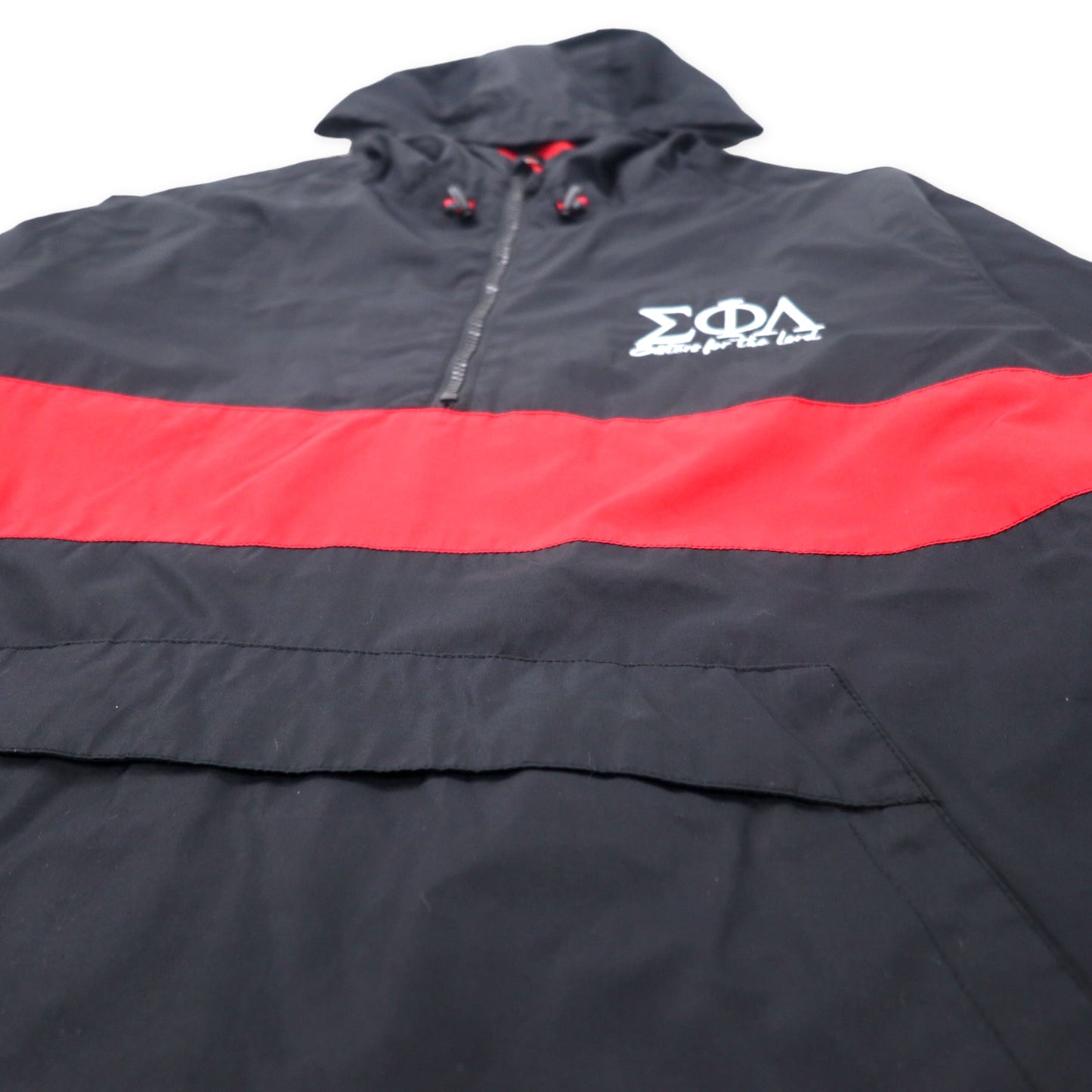 HALF ZIP ANORAK JACKET アノラックパーカー XL ブラック Sisters for the Lord サイドスリットジップ ドローコード ビッグサイズ US企業 Sigma Phi Lambda 刺繍 SPORT-TEX