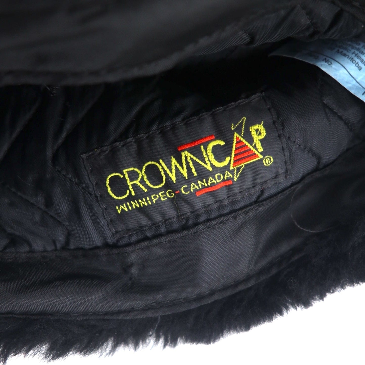 Vintage 90s Shearling Mouton Flight Cap CROWN CAP ムートン フライトキャップ ボンバーキャップ M ブラック