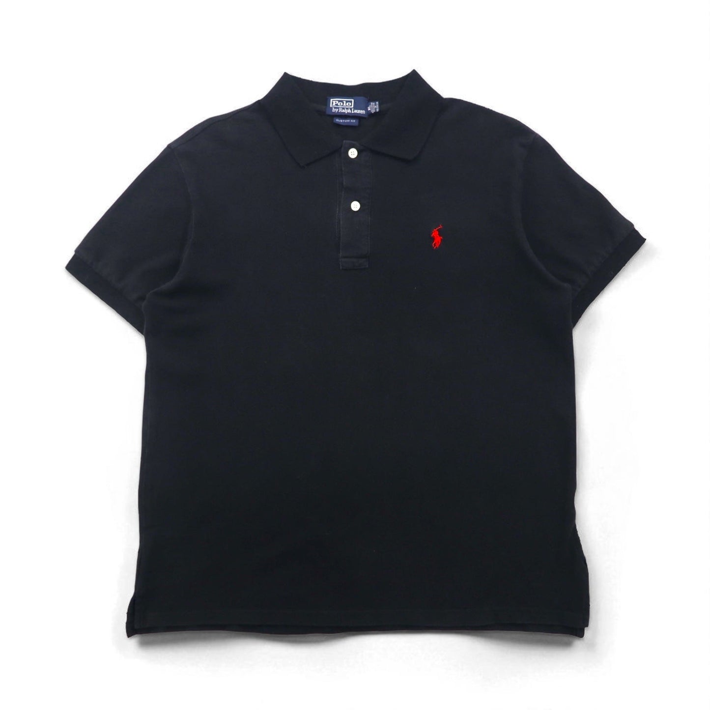 Polo by Ralph Lauren 90年代 ポロシャツ XL ブラック コットン 鹿の子 スモールポニー刺繍