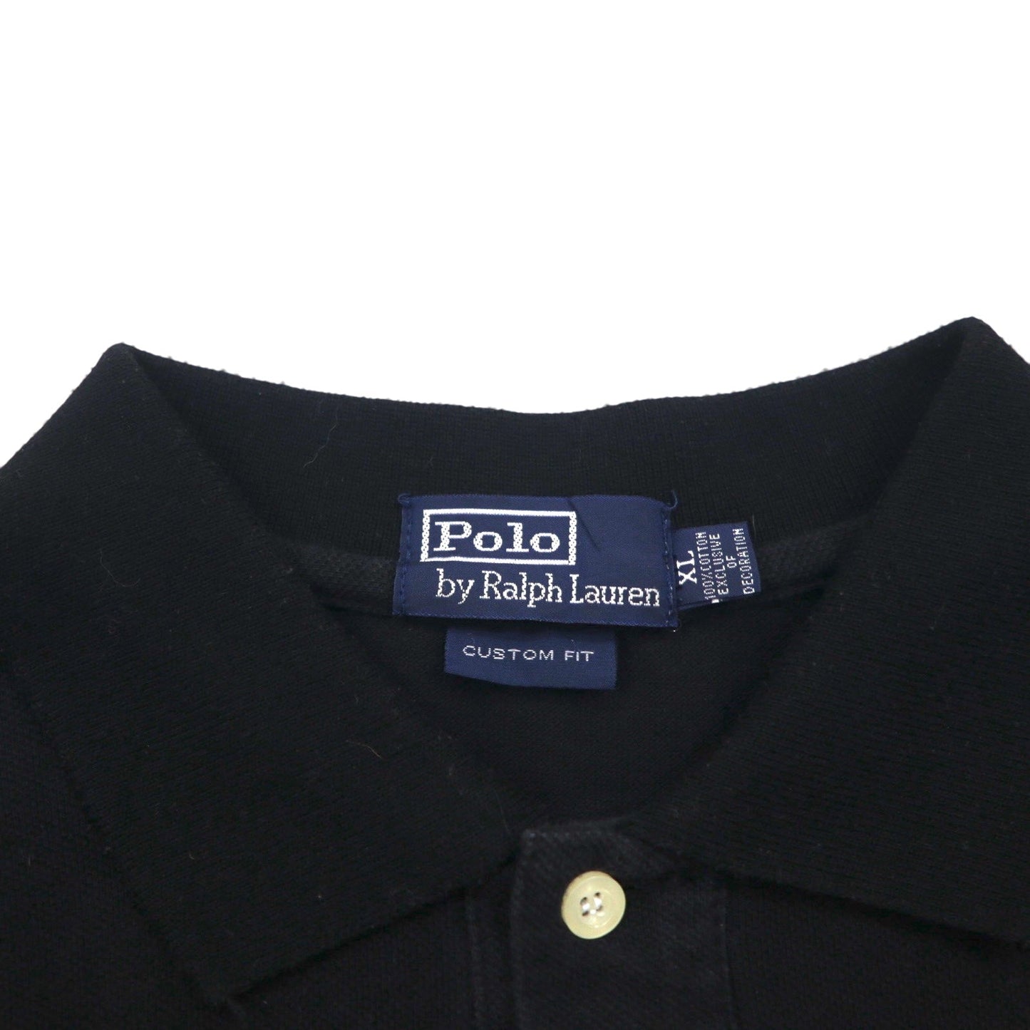 Polo by Ralph Lauren 90年代 ポロシャツ XL ブラック コットン 鹿の子 スモールポニー刺繍
