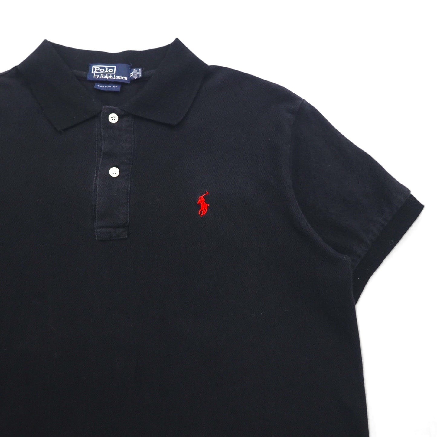 Polo by Ralph Lauren 90年代 ポロシャツ XL ブラック コットン 鹿の子 スモールポニー刺繍