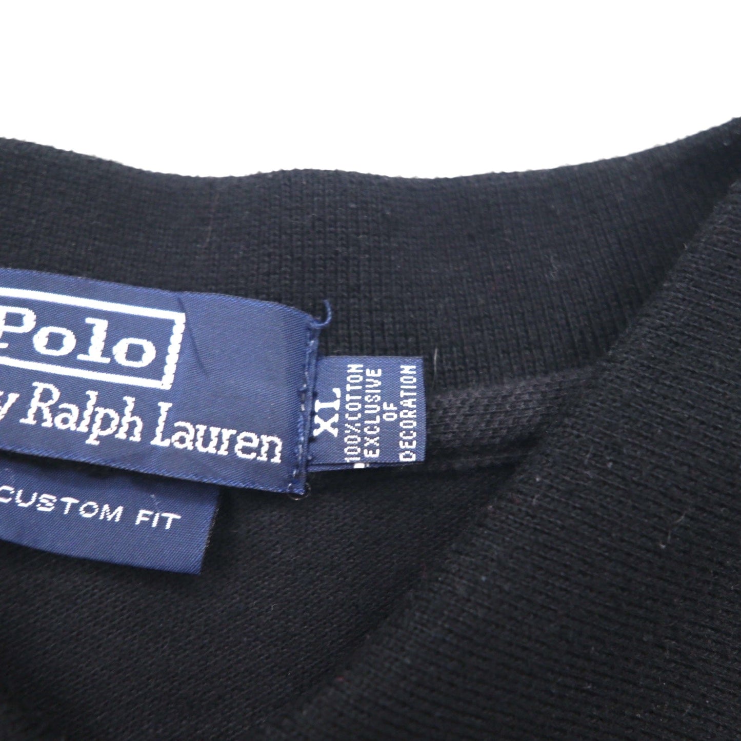 Polo by Ralph Lauren 90年代 ポロシャツ XL ブラック コットン 鹿の子 スモールポニー刺繍