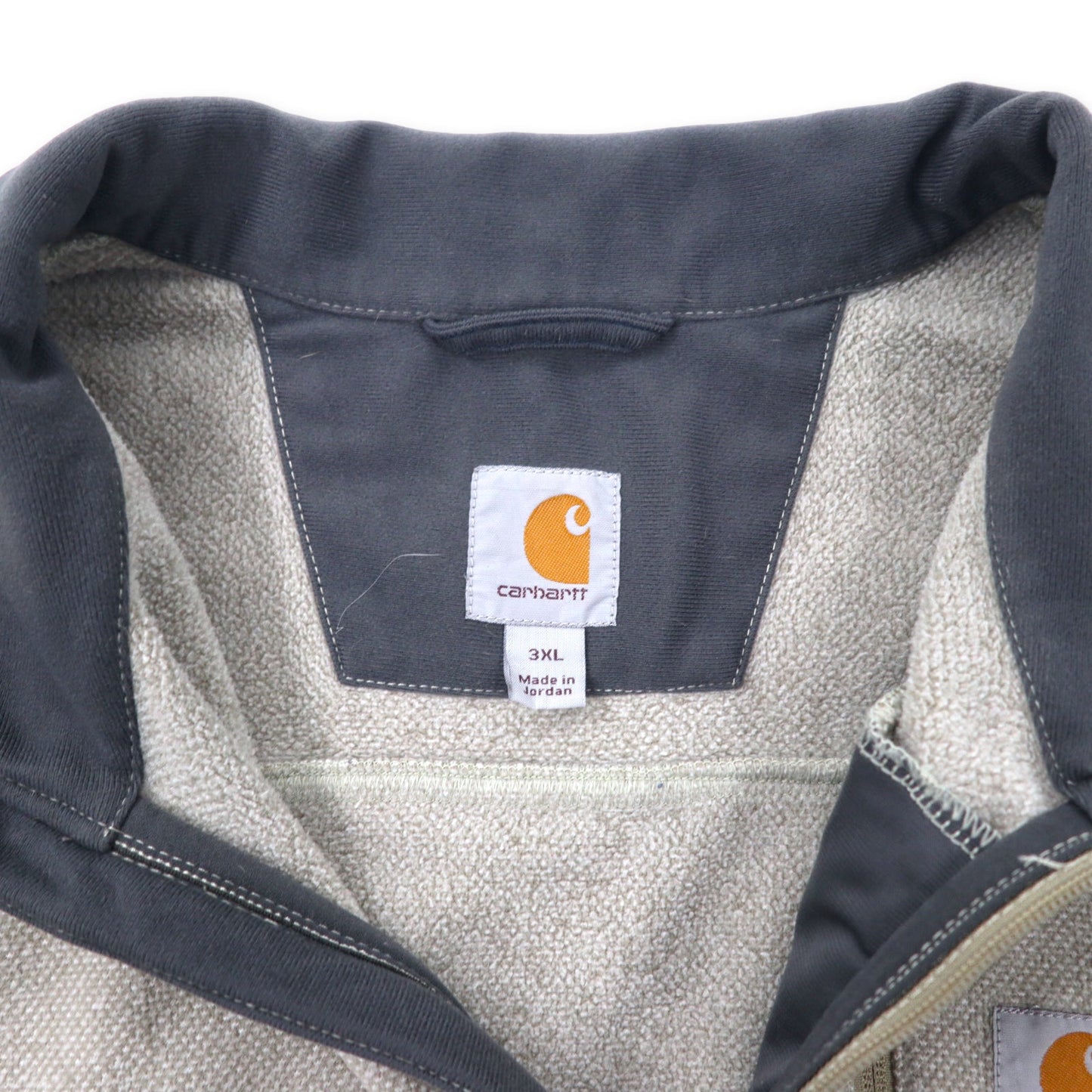 carhartt ハーフジップ フリースジャケット 3XL グレー ベージュ ポリエステル ビッグサイズ ヨルダン製