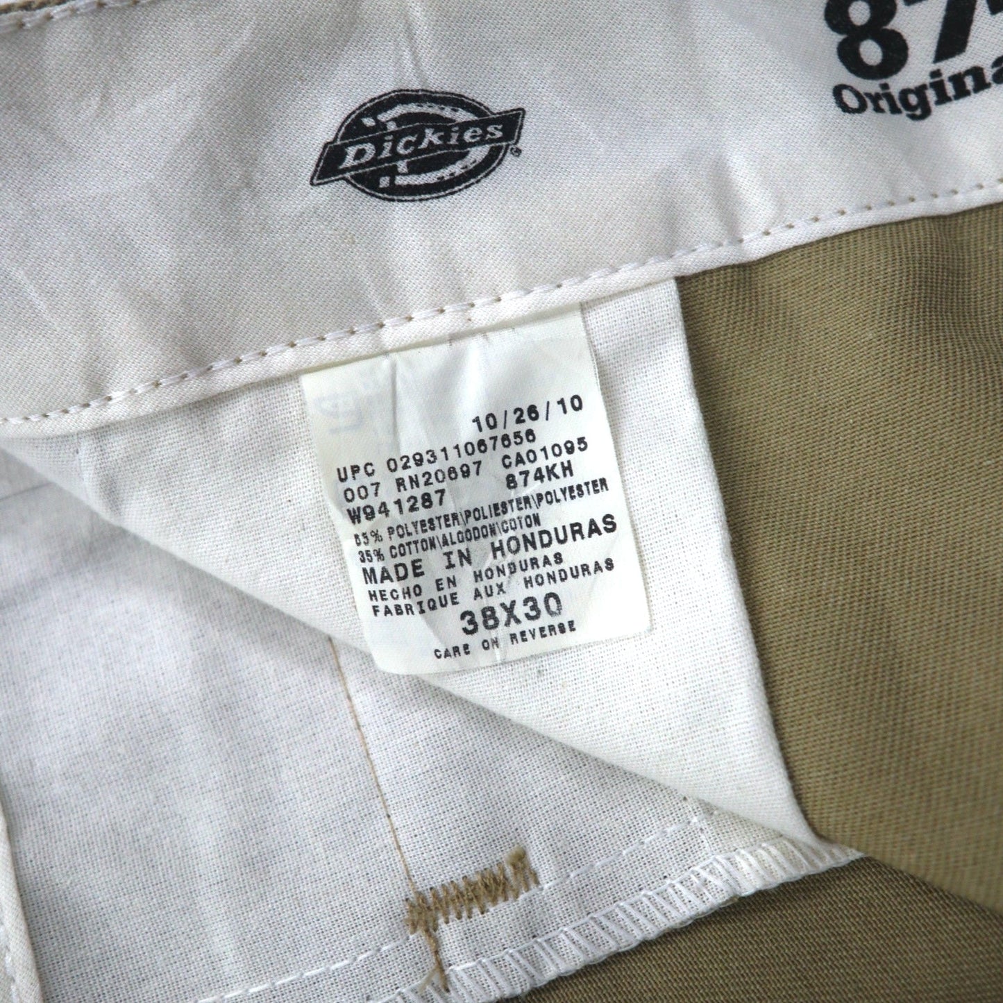 Dickies 874 チノパンツ XL ベージュ ポリエステル コットン ORIGINAL FIT ホンジュラス製