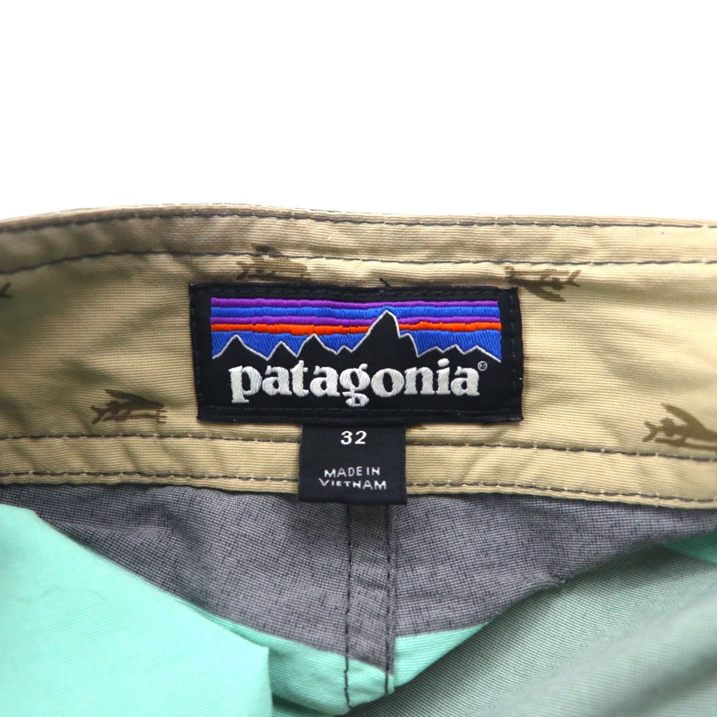 patagonia ウェーブフェアラー ボードショーツ Wavefarer Board Shorts ショートパンツ M グリーン グレー ボーダー ナイロン 86621