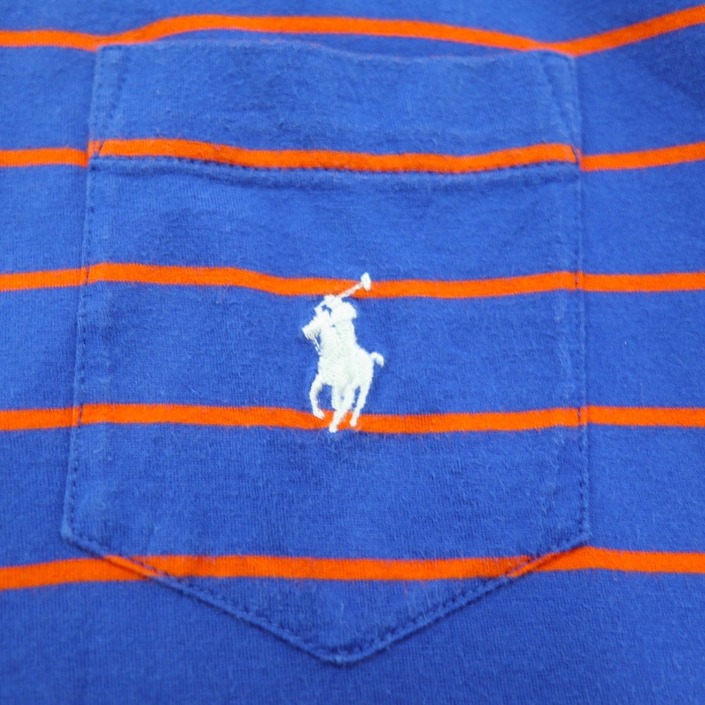 POLO GOLF RALPH LAUREN ピマコットン ボーダー ポロシャツ L ブルー オレンジ VINTAGE LISLE ポケット スモールポニー刺繍 ペルー製