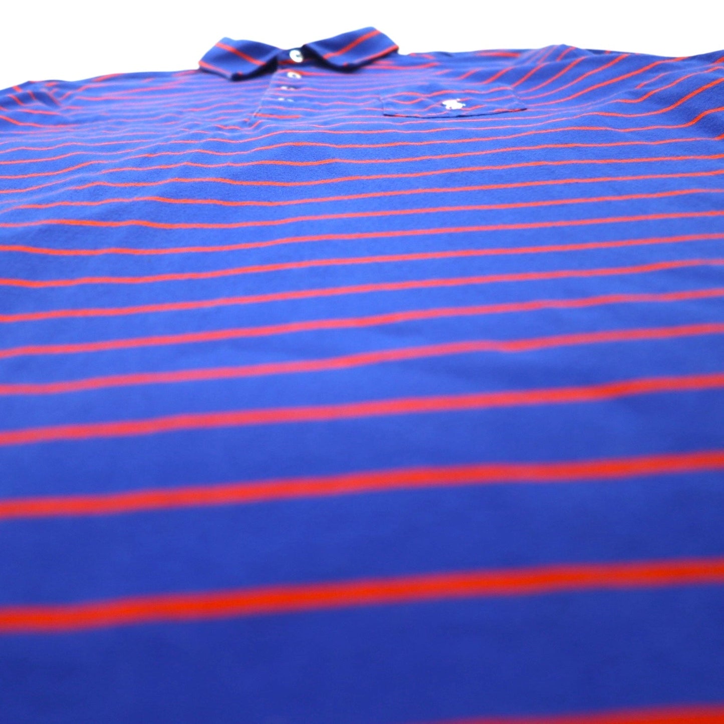 POLO GOLF RALPH LAUREN ピマコットン ボーダー ポロシャツ L ブルー オレンジ VINTAGE LISLE ポケット スモールポニー刺繍 ペルー製