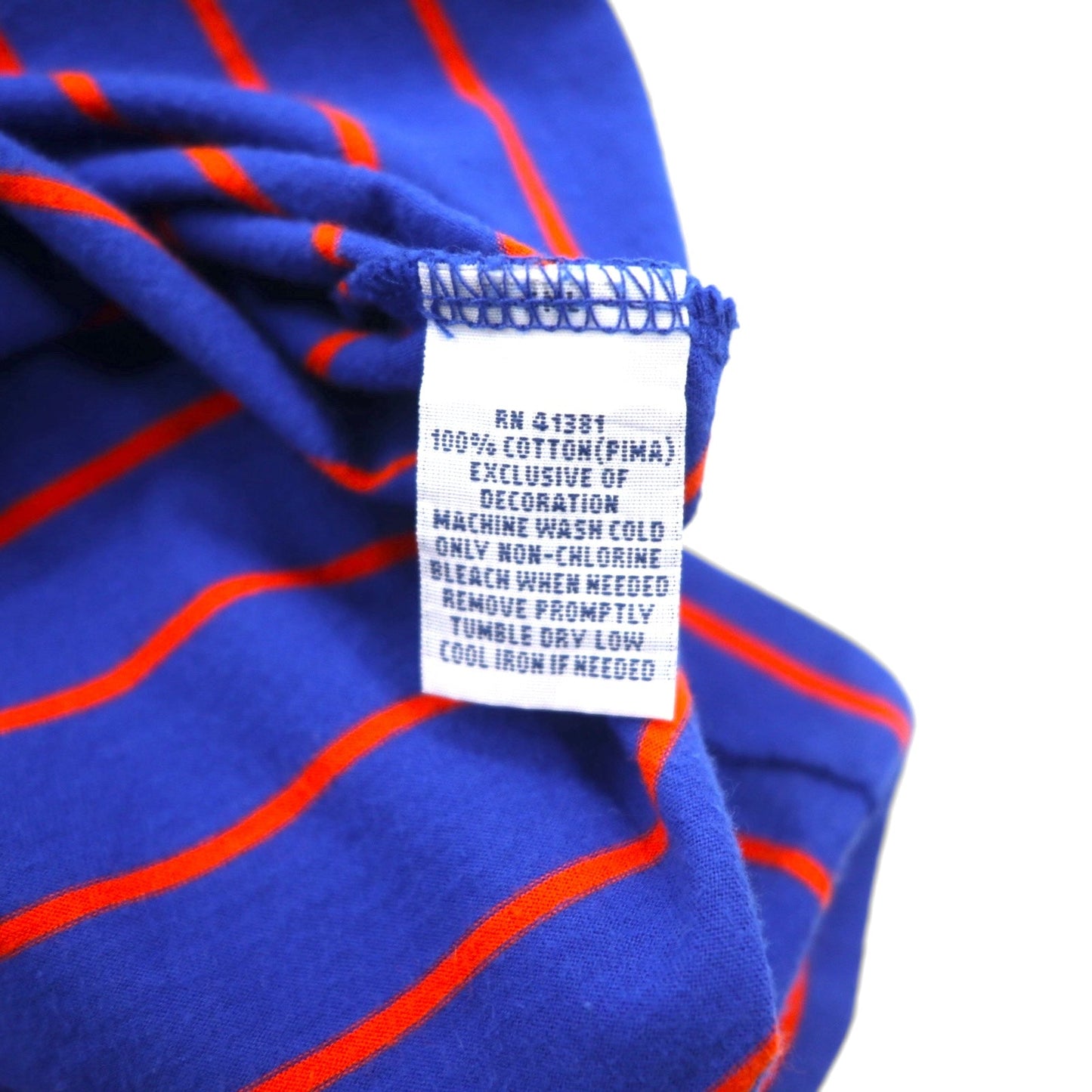 POLO GOLF RALPH LAUREN ピマコットン ボーダー ポロシャツ L ブルー オレンジ VINTAGE LISLE ポケット スモールポニー刺繍 ペルー製
